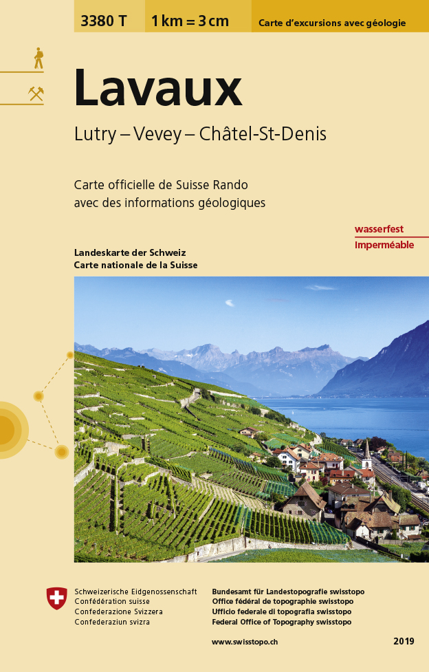 Online bestellen: Wandelkaart 3380T Lavaux - Lutry - Vevey - Châtel-St-Denis | Swisstopo