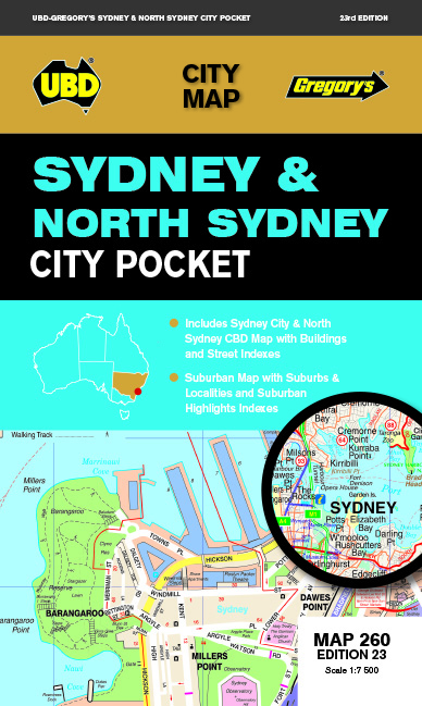 Online bestellen: Stadsplattegrond 260 Sydney & North Sydney Pocket | UBD Gregory's