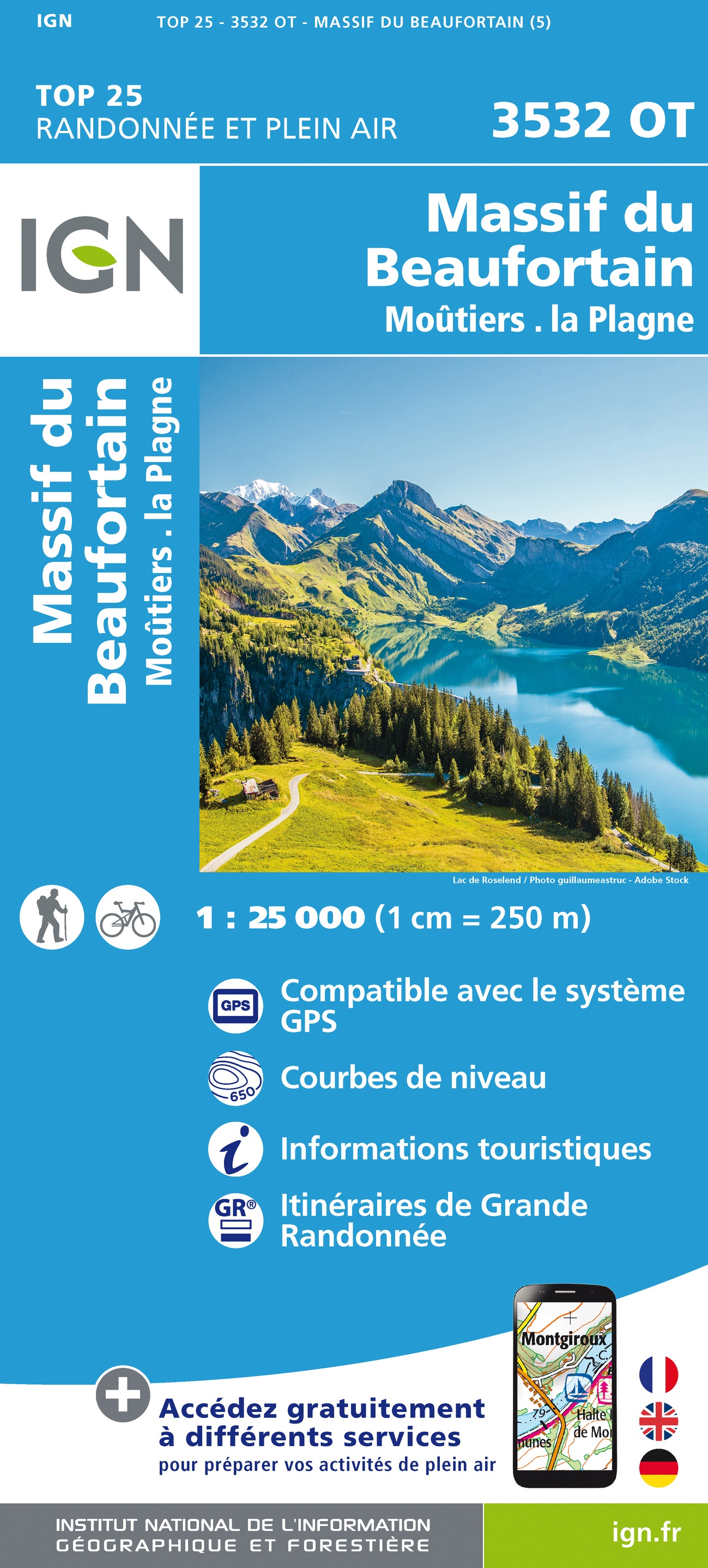 Online bestellen: Wandelkaart - Topografische kaart 3532OT Massif du Beaufortain | IGN - Institut Géographique National