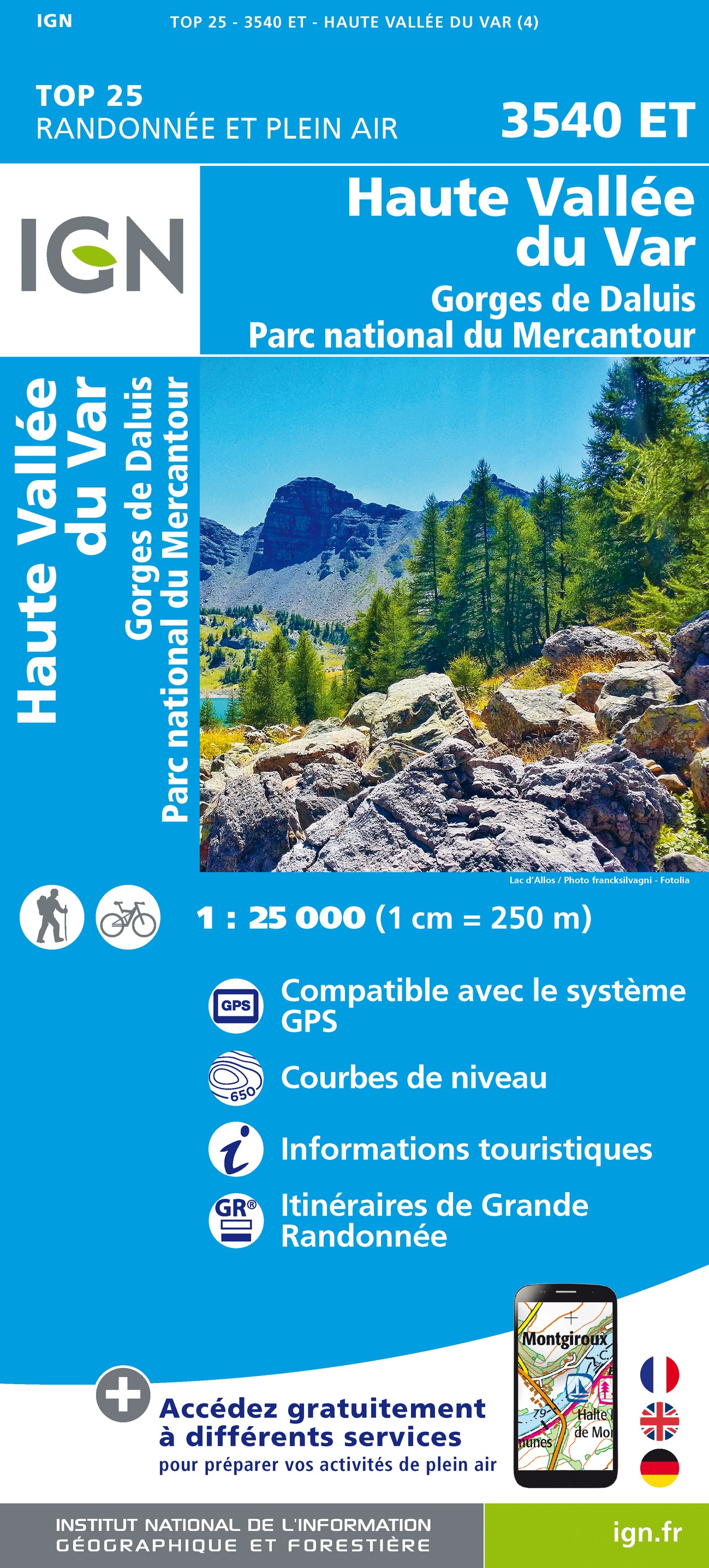 Online bestellen: Wandelkaart - Topografische kaart 3540ET Haute Vallée du Var | IGN - Institut Géographique National