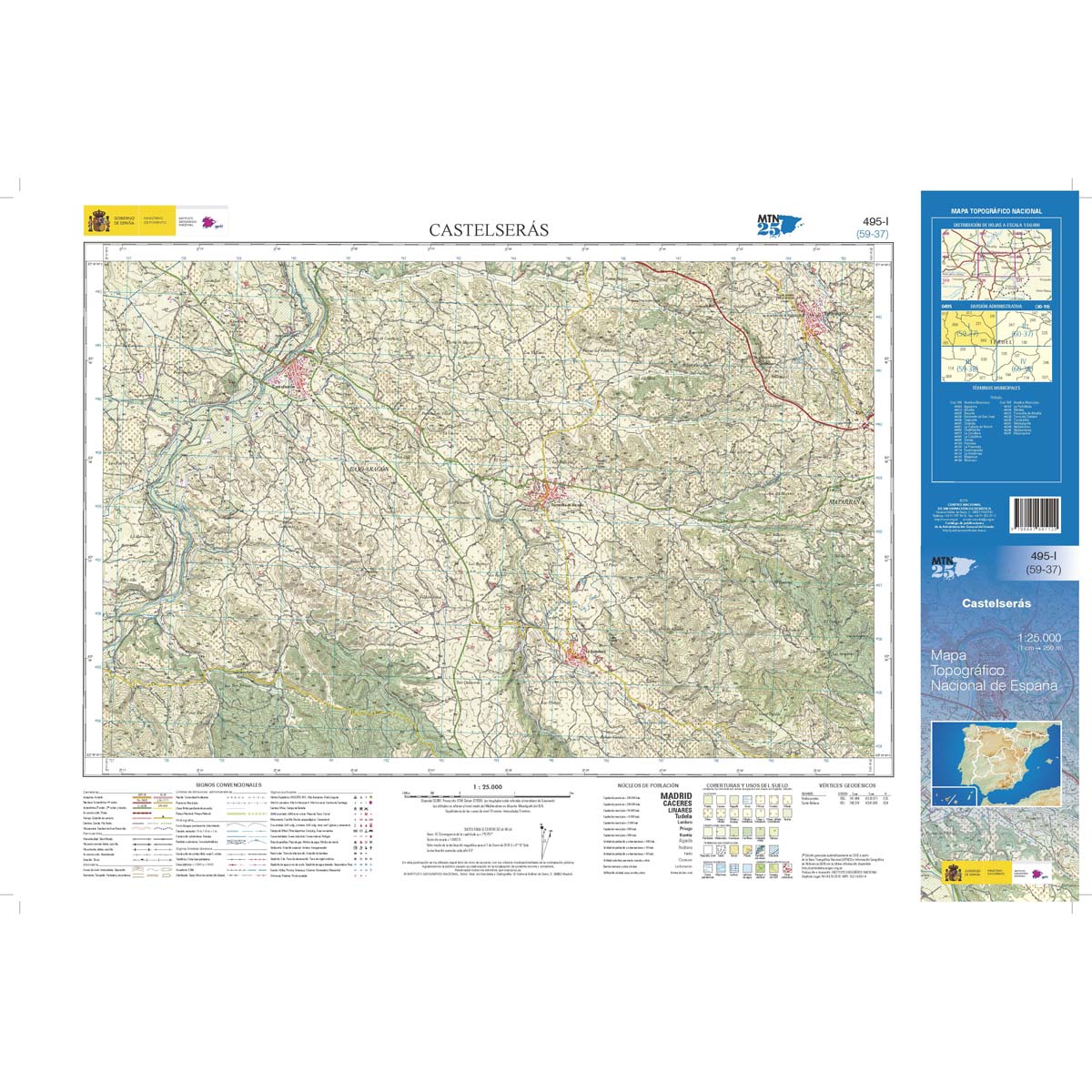 Online bestellen: Topografische kaart 495-I Castelserás | CNIG - Instituto Geográfico Nacional1