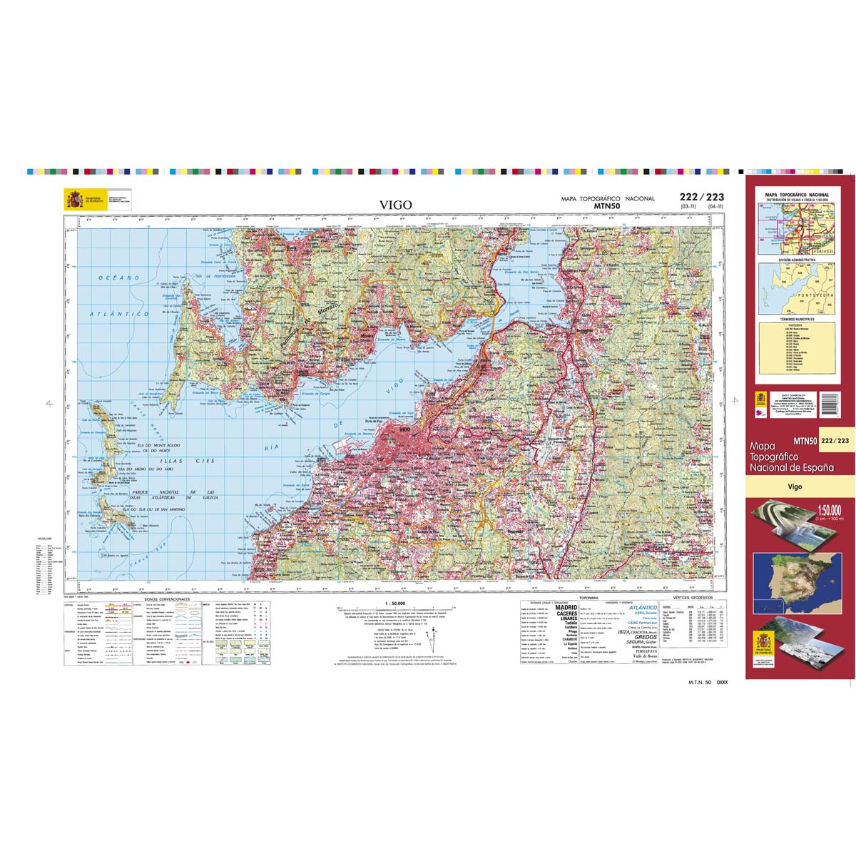 Online bestellen: Topografische kaart 222/223 MT50 Vigo | CNIG - Instituto Geográfico Nacional1