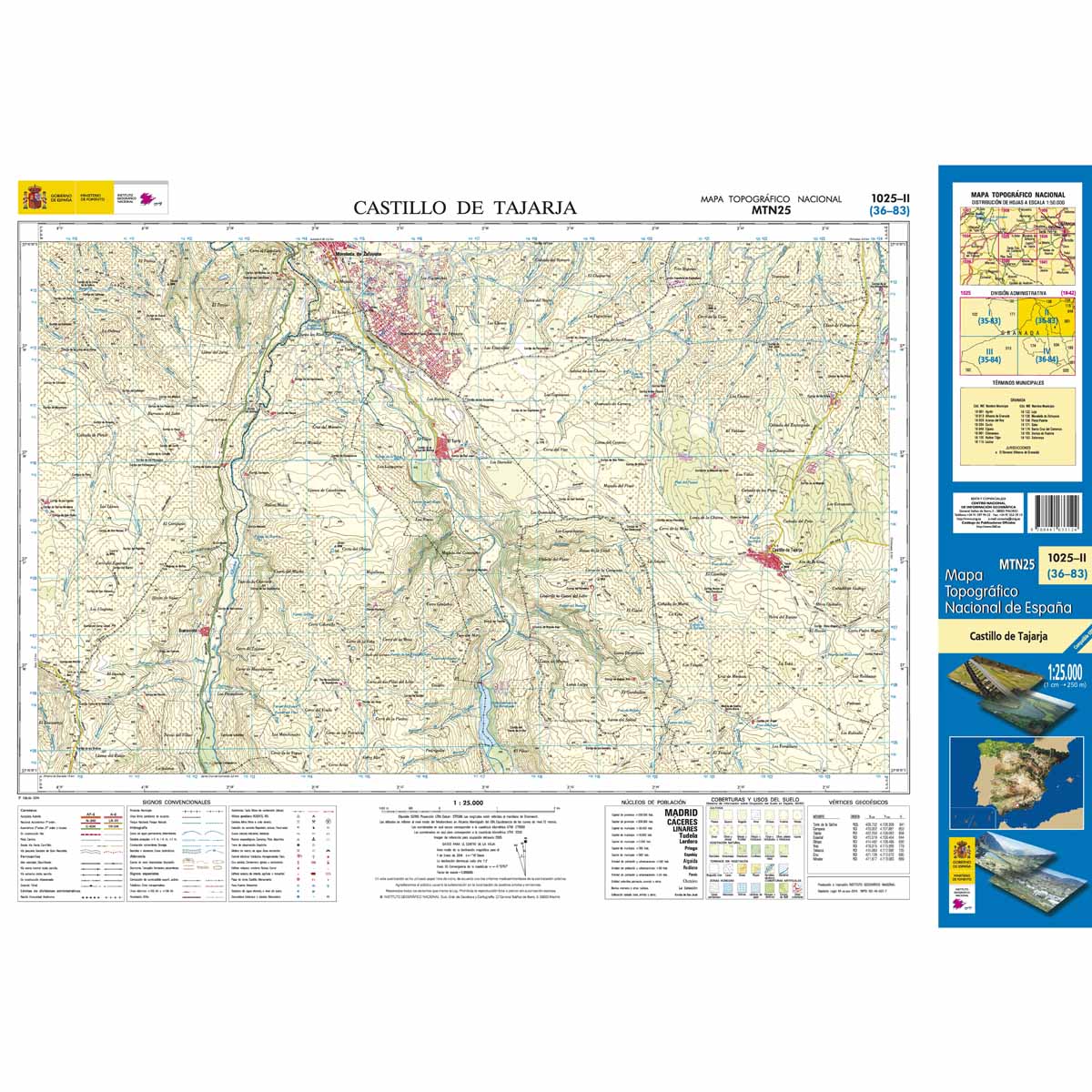 Online bestellen: Topografische kaart 1025-II Castillo de Tajarja | CNIG - Instituto Geográfico Nacional1