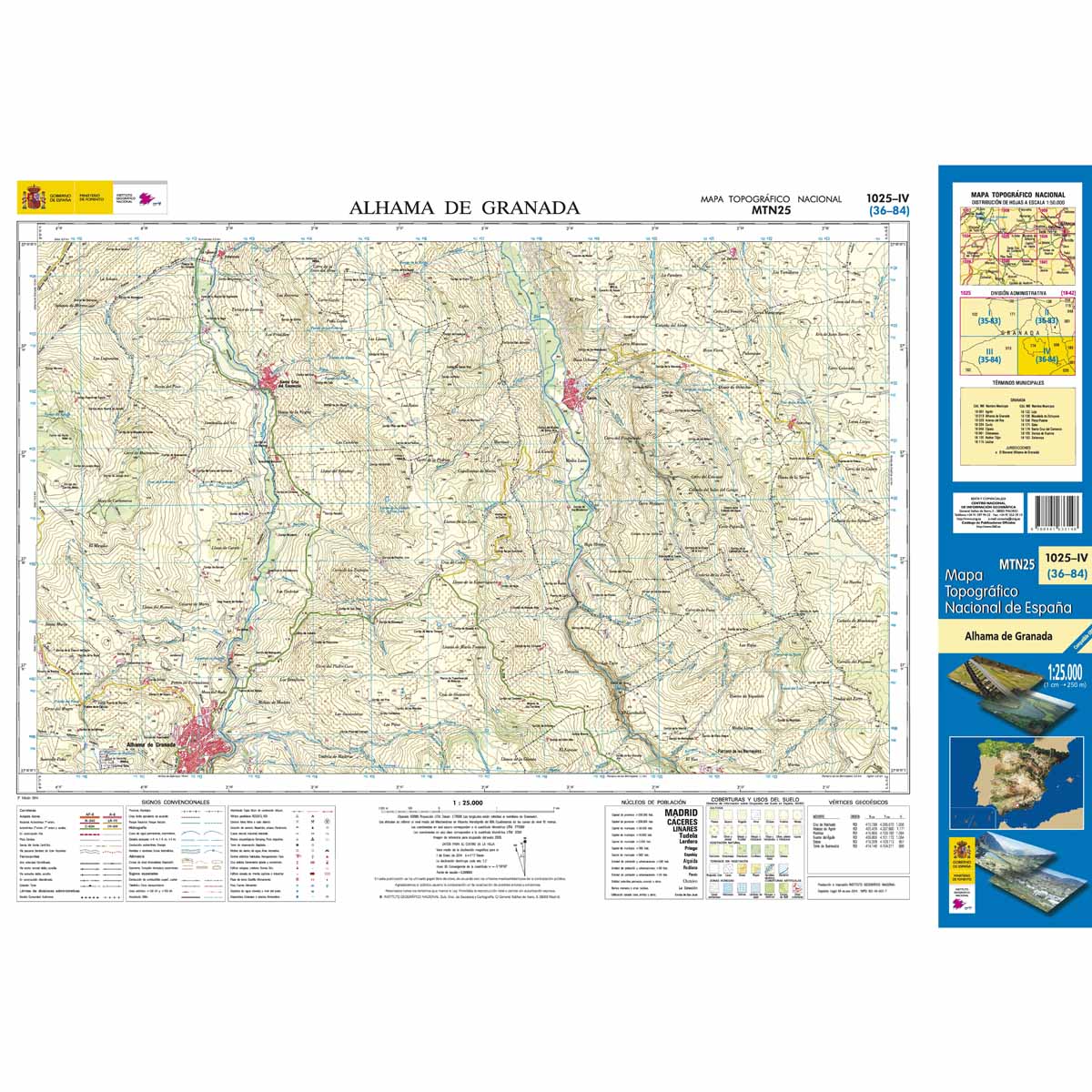 Online bestellen: Topografische kaart 1025-IV Alhama de Granada | CNIG - Instituto Geográfico Nacional1