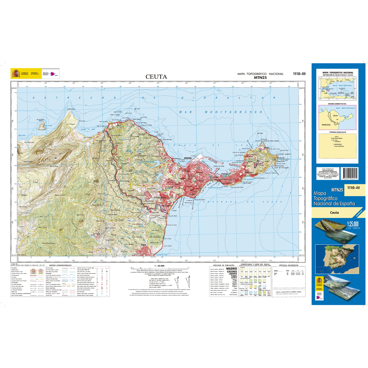 Online bestellen: Topografische kaart 1110-III Ceuta | CNIG - Instituto Geográfico Nacional1