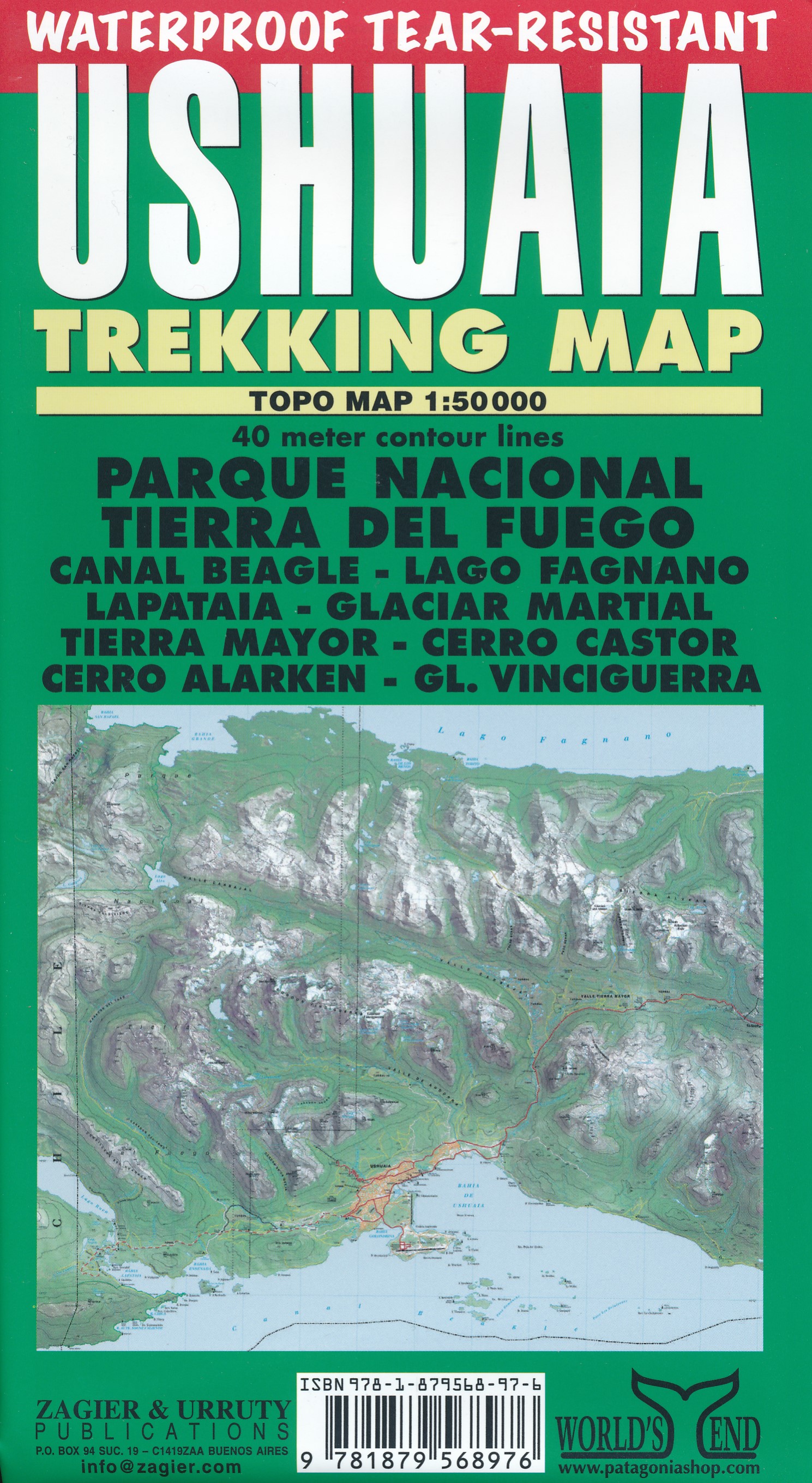 Online bestellen: Wandelkaart Ushuaia Trekkingmap | Zagier & Urruty