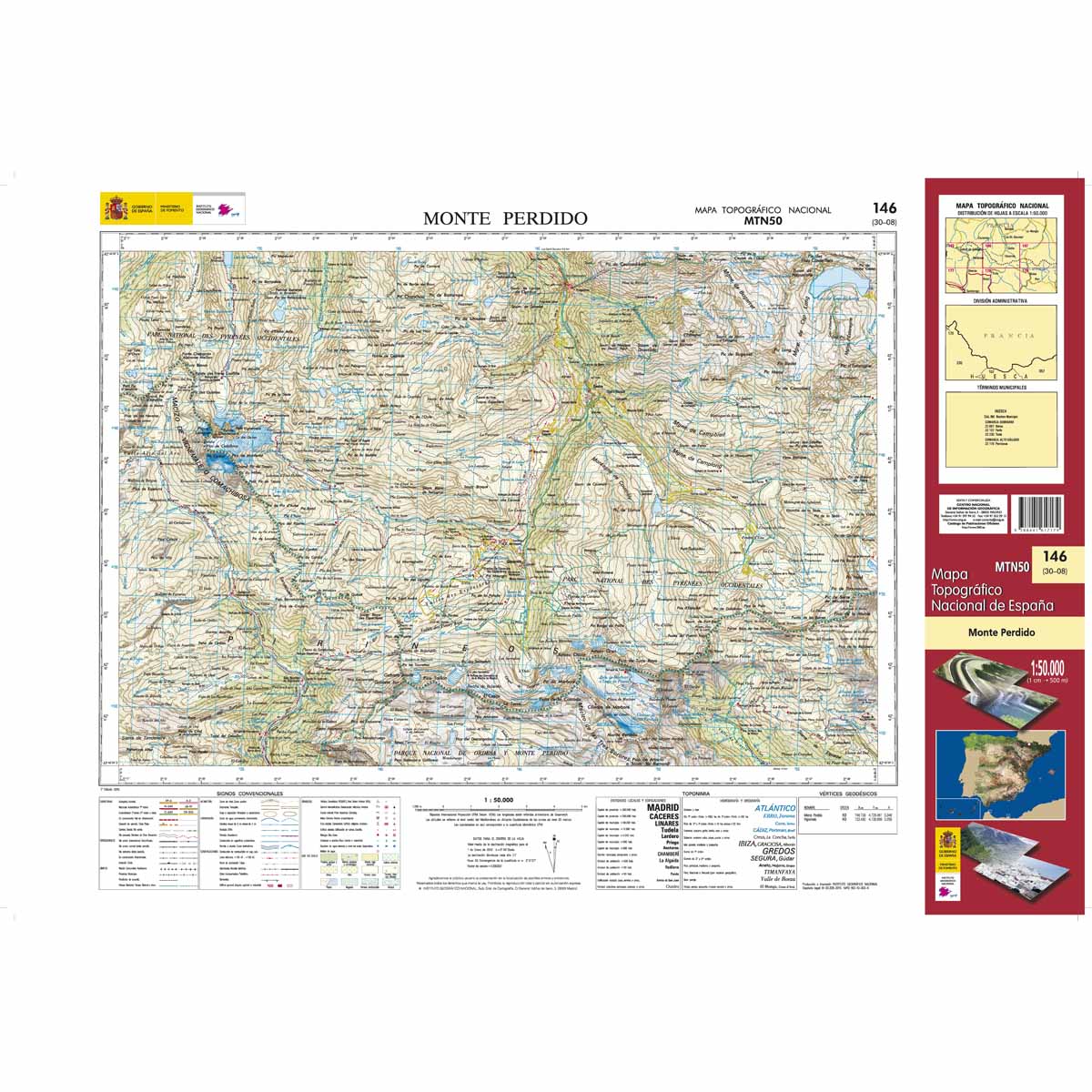 Online bestellen: Topografische kaart 146 MT50 Monte Perdido | CNIG - Instituto Geográfico Nacional1