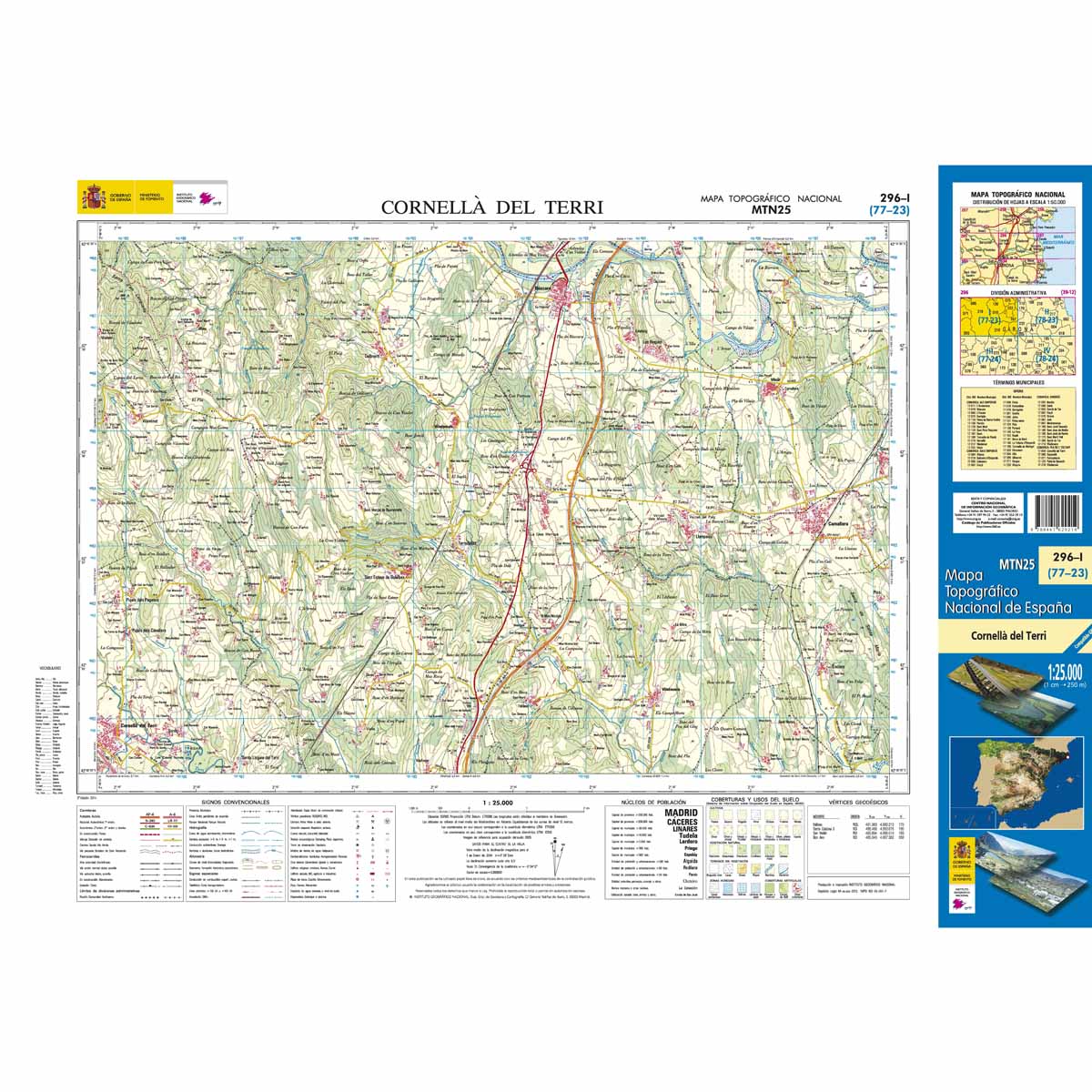Online bestellen: Topografische kaart 296-I Cornellà del Terri | CNIG - Instituto Geográfico Nacional1