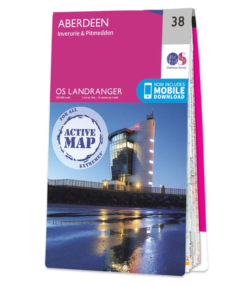 Online bestellen: Wandelkaart - Topografische kaart 38 Landranger Active Aberdeen | Ordnance Survey