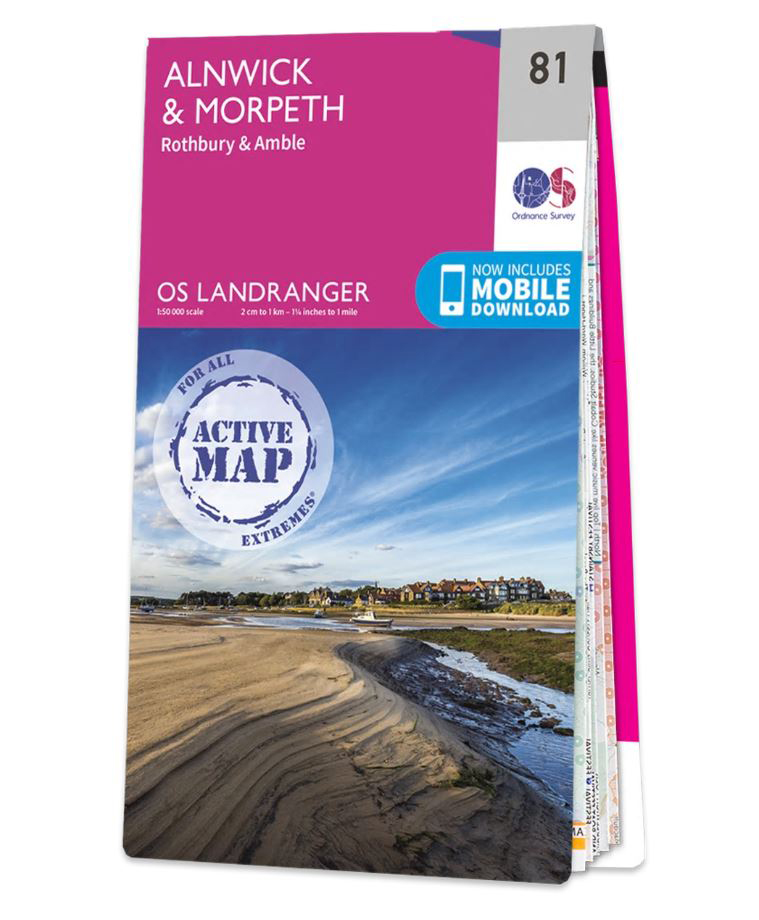 Online bestellen: Wandelkaart - Topografische kaart 81 Landranger Active Alnwick / Morpeth | Ordnance Survey