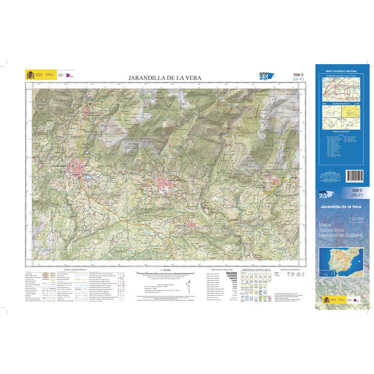 Online bestellen: Topografische kaart 599-II Jarandilla de la Vera | CNIG - Instituto Geográfico Nacional1