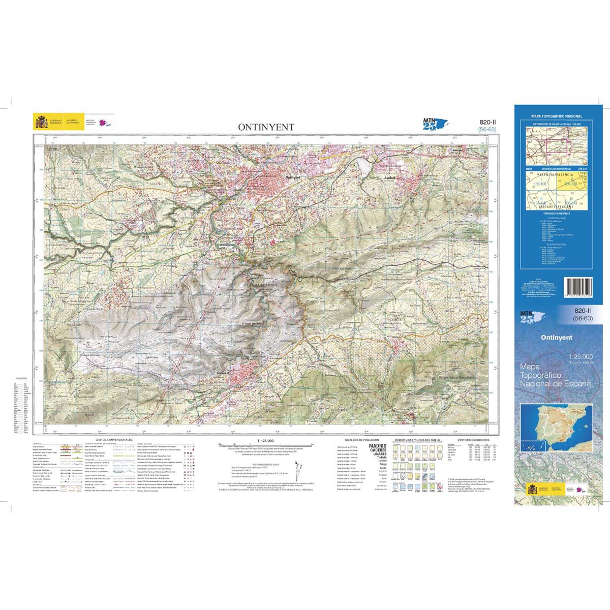 Online bestellen: Topografische kaart 820-II Ontinyent | CNIG - Instituto Geográfico Nacional1