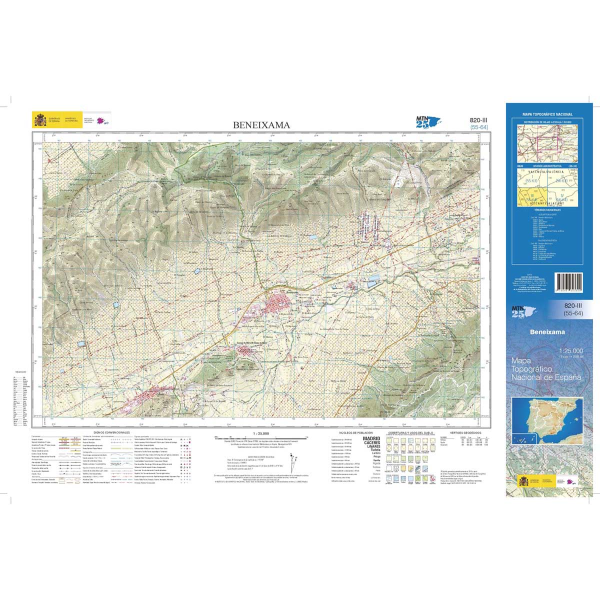 Online bestellen: Topografische kaart 820-III Beneixama | CNIG - Instituto Geográfico Nacional1