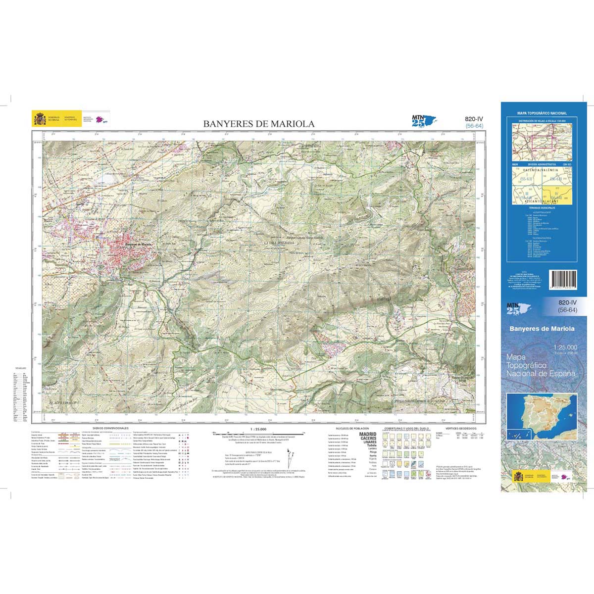 Online bestellen: Topografische kaart 820-IV Banyeres de Mariola | CNIG - Instituto Geográfico Nacional1