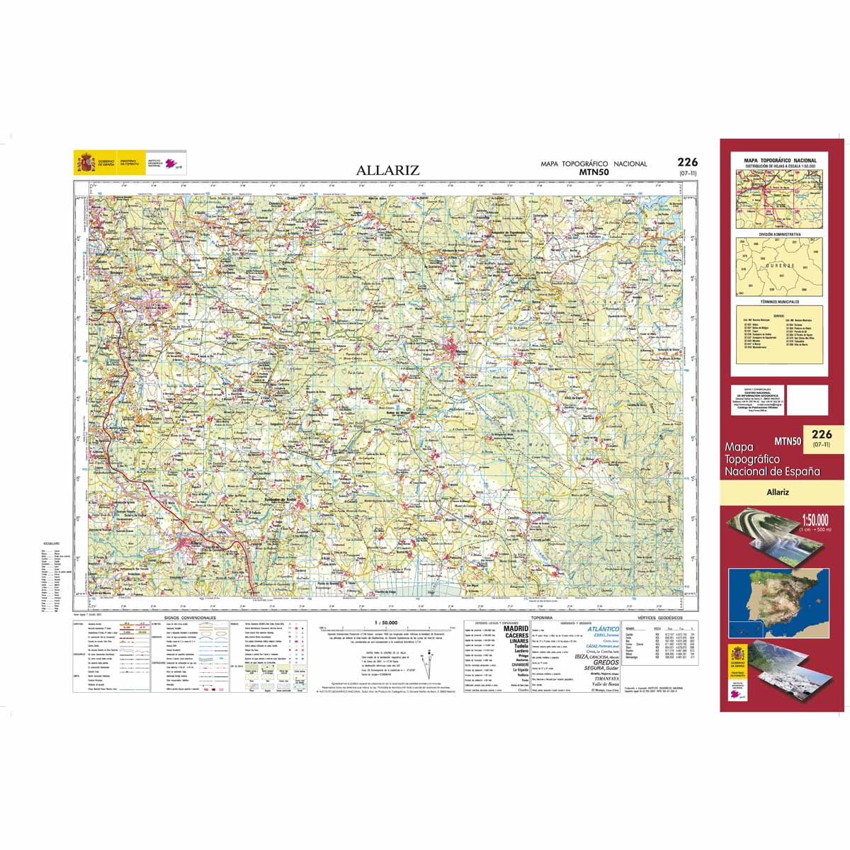 Online bestellen: Topografische kaart 226 MT50 Allariz | CNIG - Instituto Geográfico Nacional1