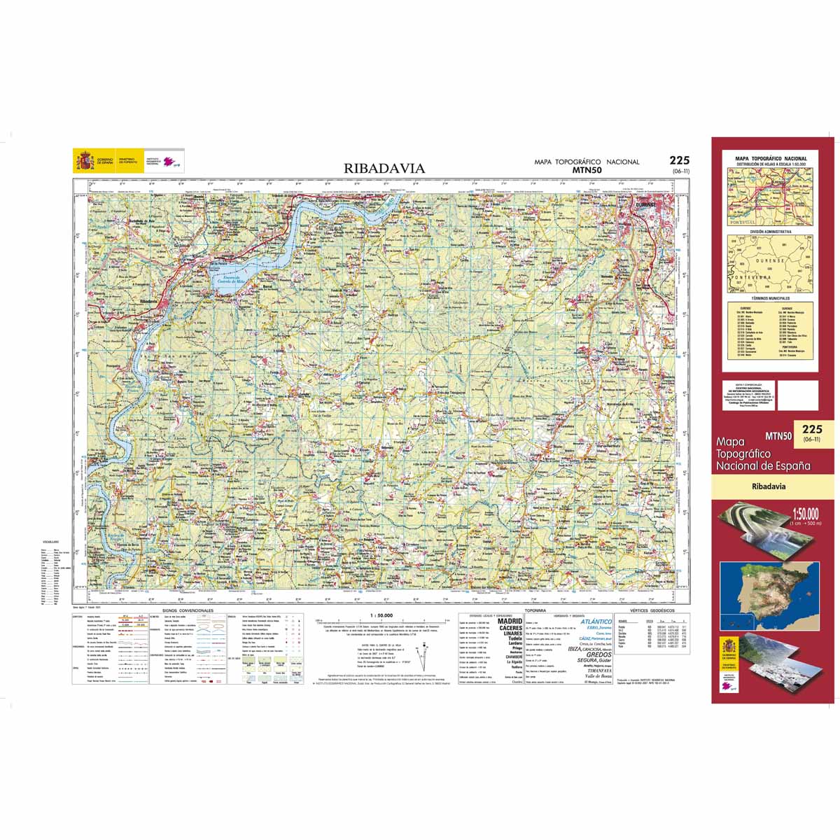 Online bestellen: Topografische kaart 225 MT50 Ribadavia | CNIG - Instituto Geográfico Nacional1