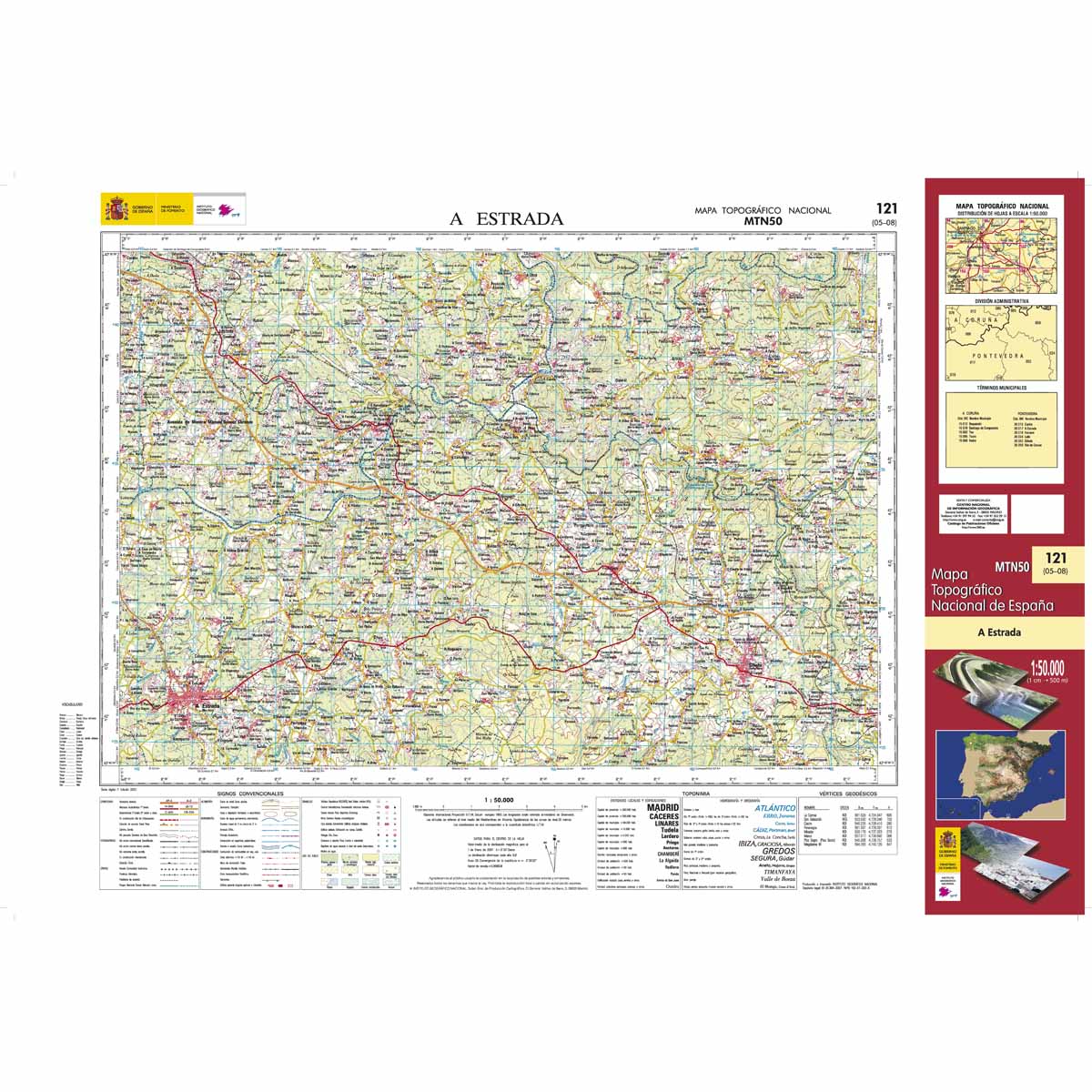 Online bestellen: Topografische kaart 121 MT50 A Estrada | CNIG - Instituto Geográfico Nacional1