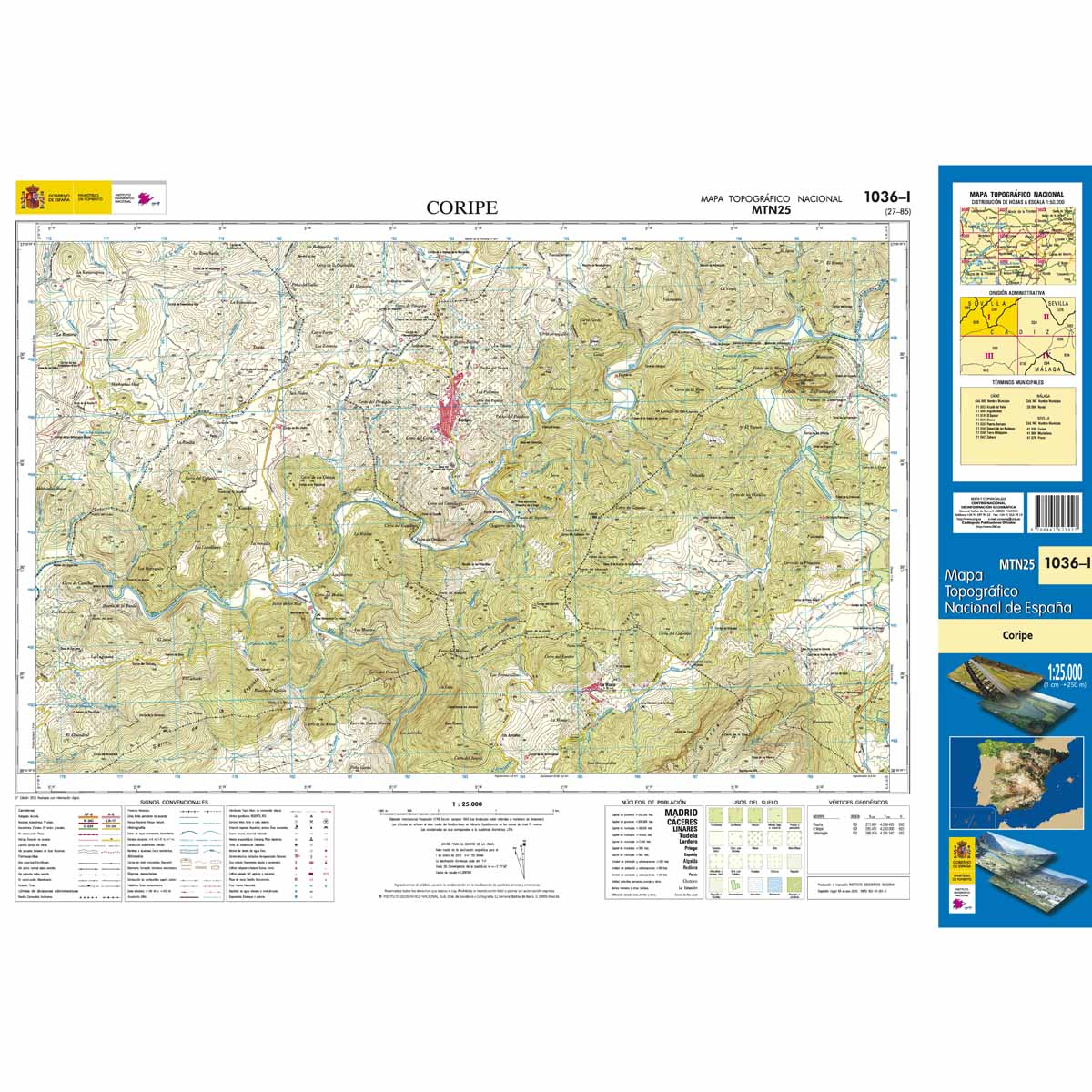 Online bestellen: Topografische kaart 1036-I Coripe | CNIG - Instituto Geográfico Nacional1