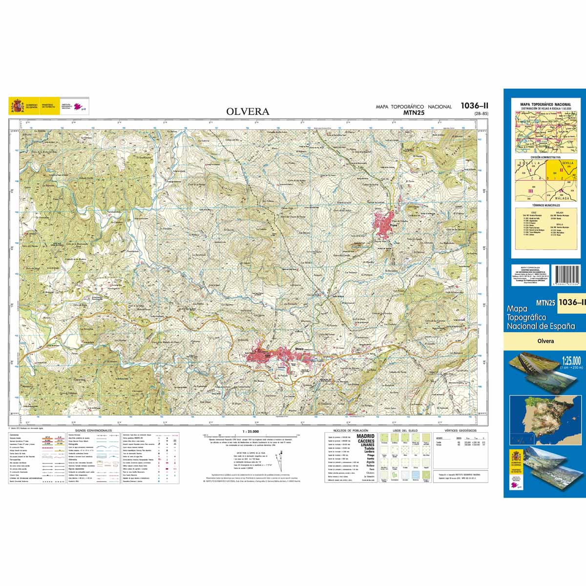 Online bestellen: Topografische kaart 1036-II Olvera | CNIG - Instituto Geográfico Nacional1