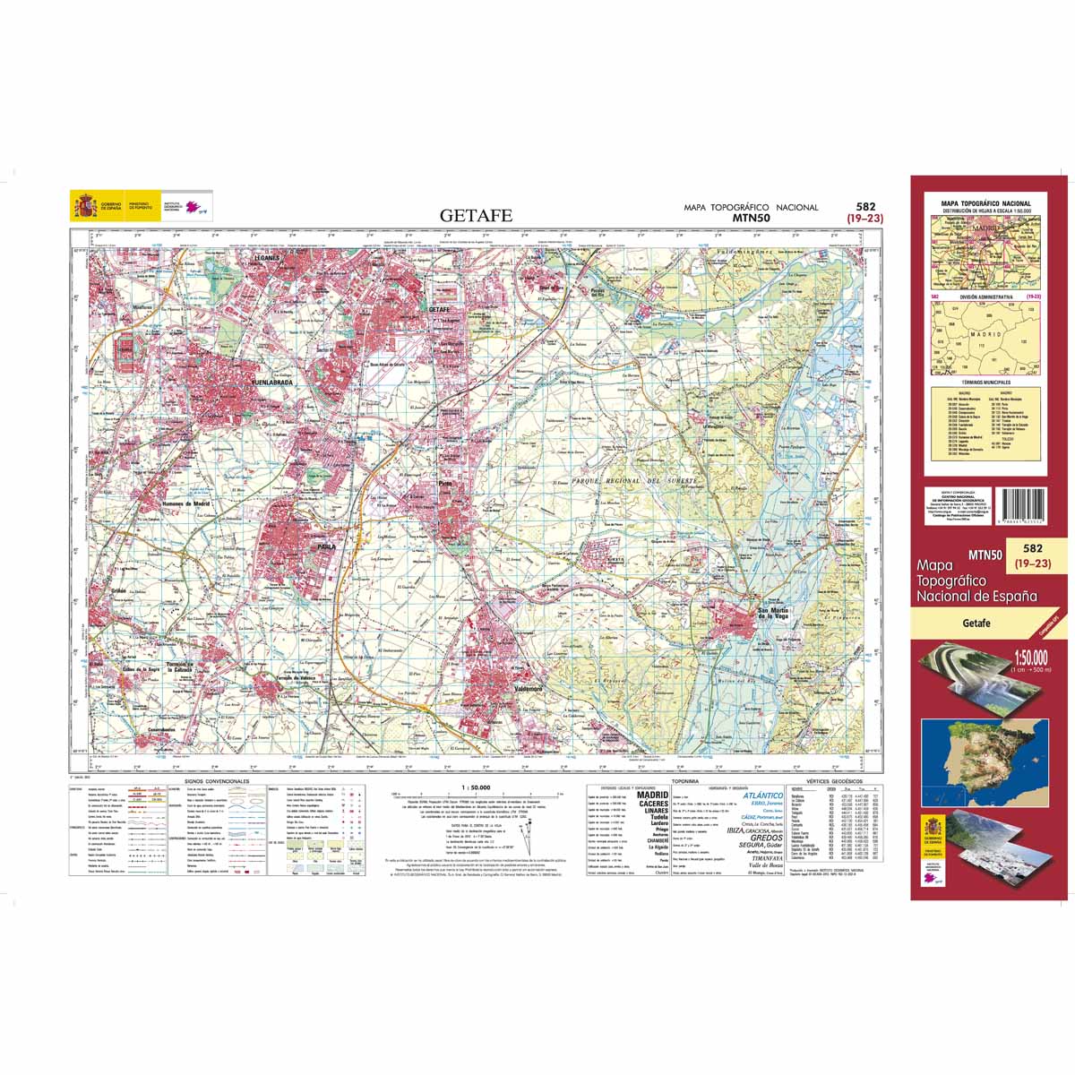 Online bestellen: Topografische kaart 582 MT50 Getafe | CNIG - Instituto Geográfico Nacional1