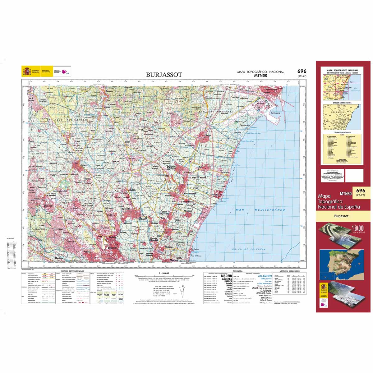 Online bestellen: Topografische kaart 696 MT50 Burjassot | CNIG - Instituto Geográfico Nacional1