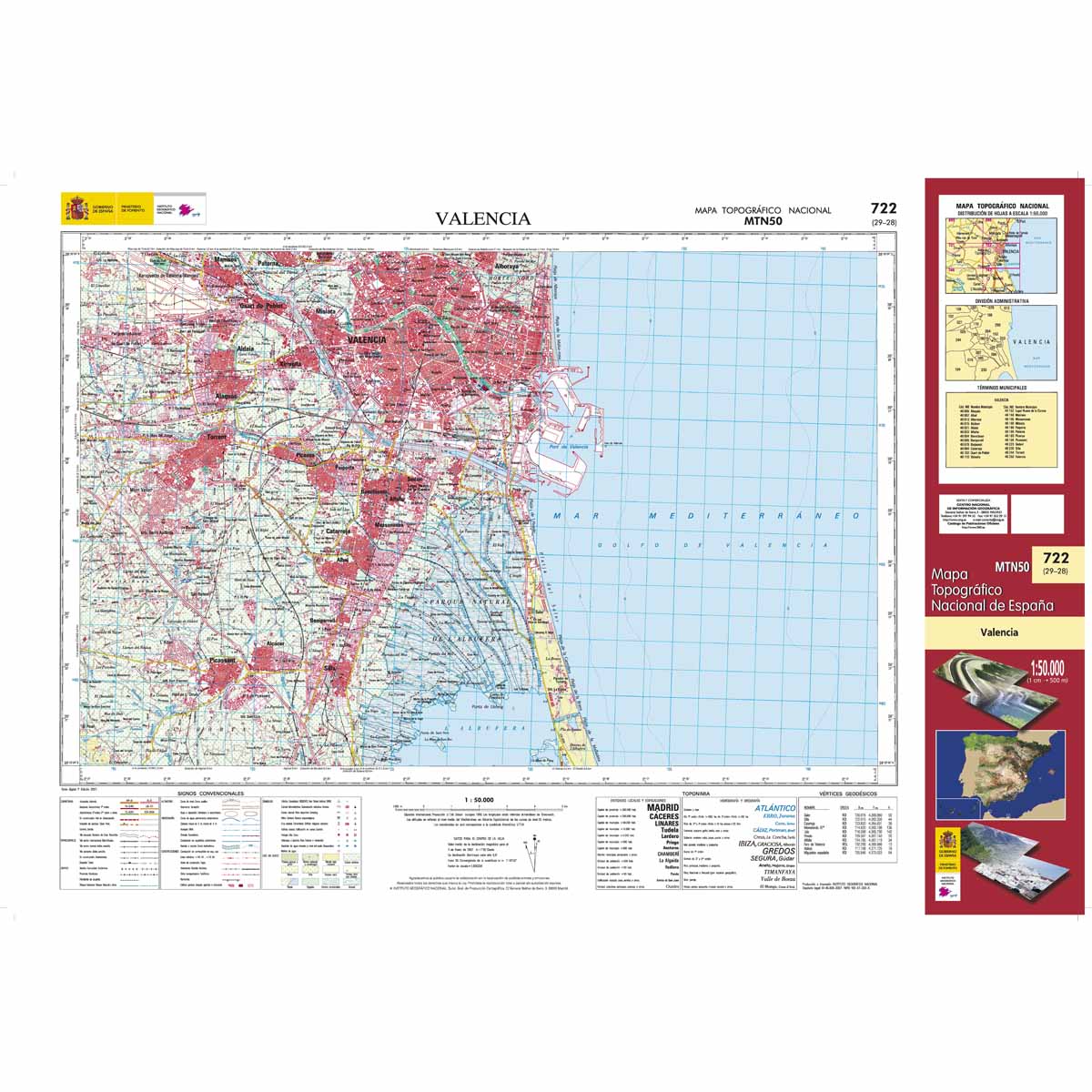 Online bestellen: Topografische kaart 722 MT50 Valencia | CNIG - Instituto Geográfico Nacional1