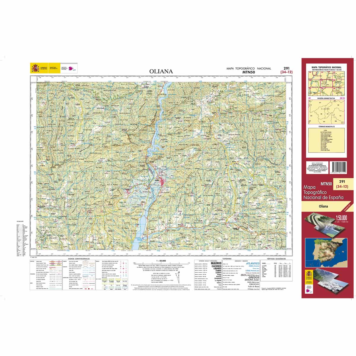 Online bestellen: Topografische kaart 291 MT50 Oliana | CNIG - Instituto Geográfico Nacional1