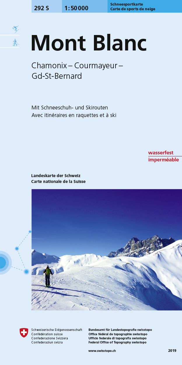 Online bestellen: Toerskikaart 292S Mont Blanc / Chamonix / Courmayeur / Gd-St-Bernard | Swisstopo