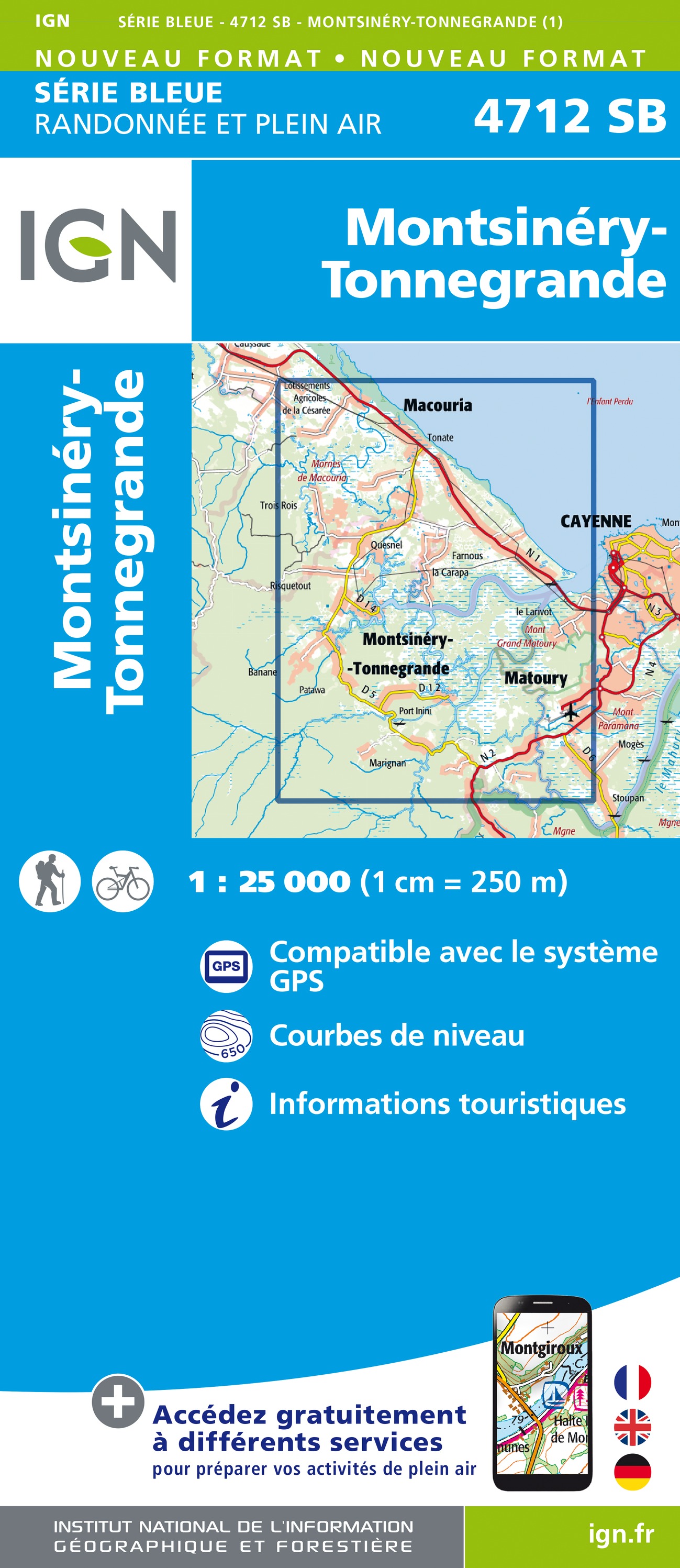 Online bestellen: Wandelkaart 4712 SB - Serie Bleue Montsinéry - Tonnegrande (Guyana) | IGN - Institut Géographique National