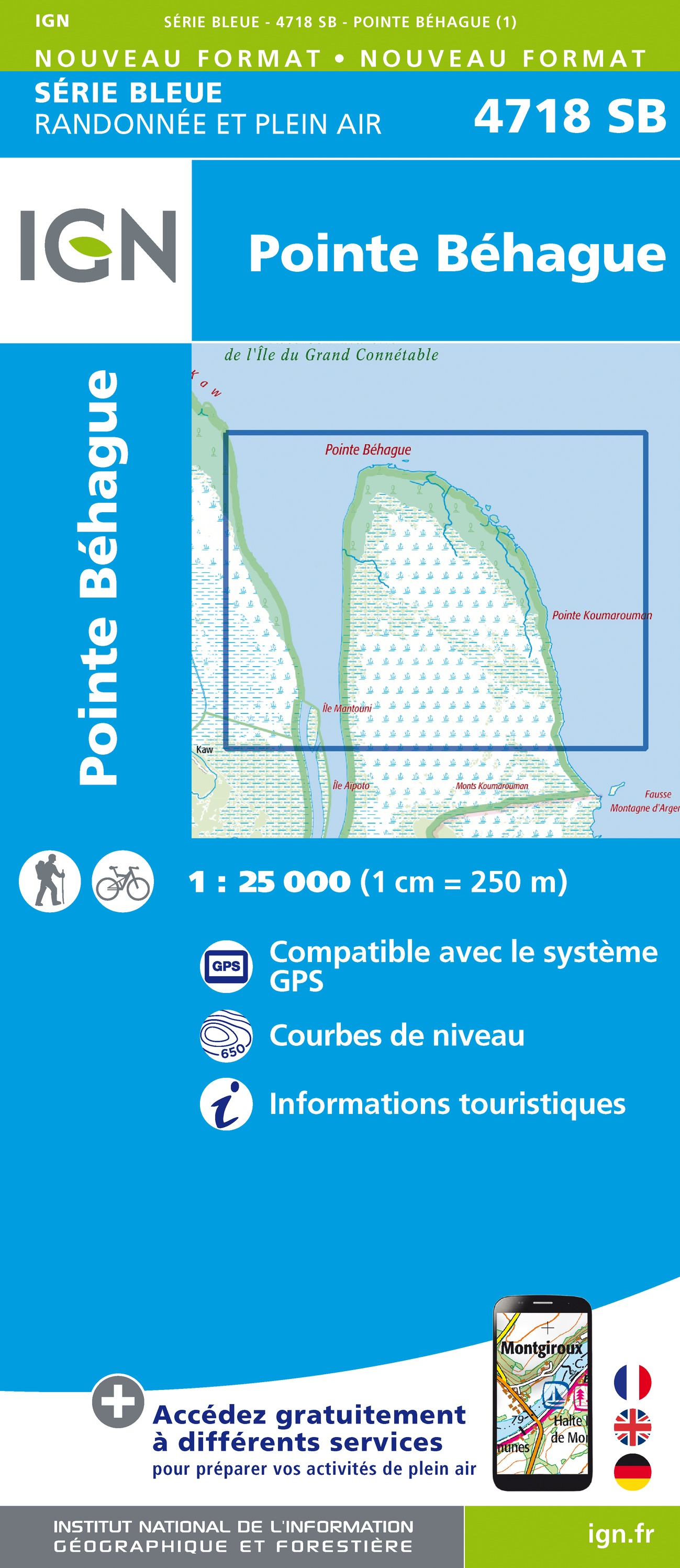 Online bestellen: Wandelkaart 4718 SB - Serie Bleue Pointe-Béhague (Guyana) | IGN - Institut Géographique National