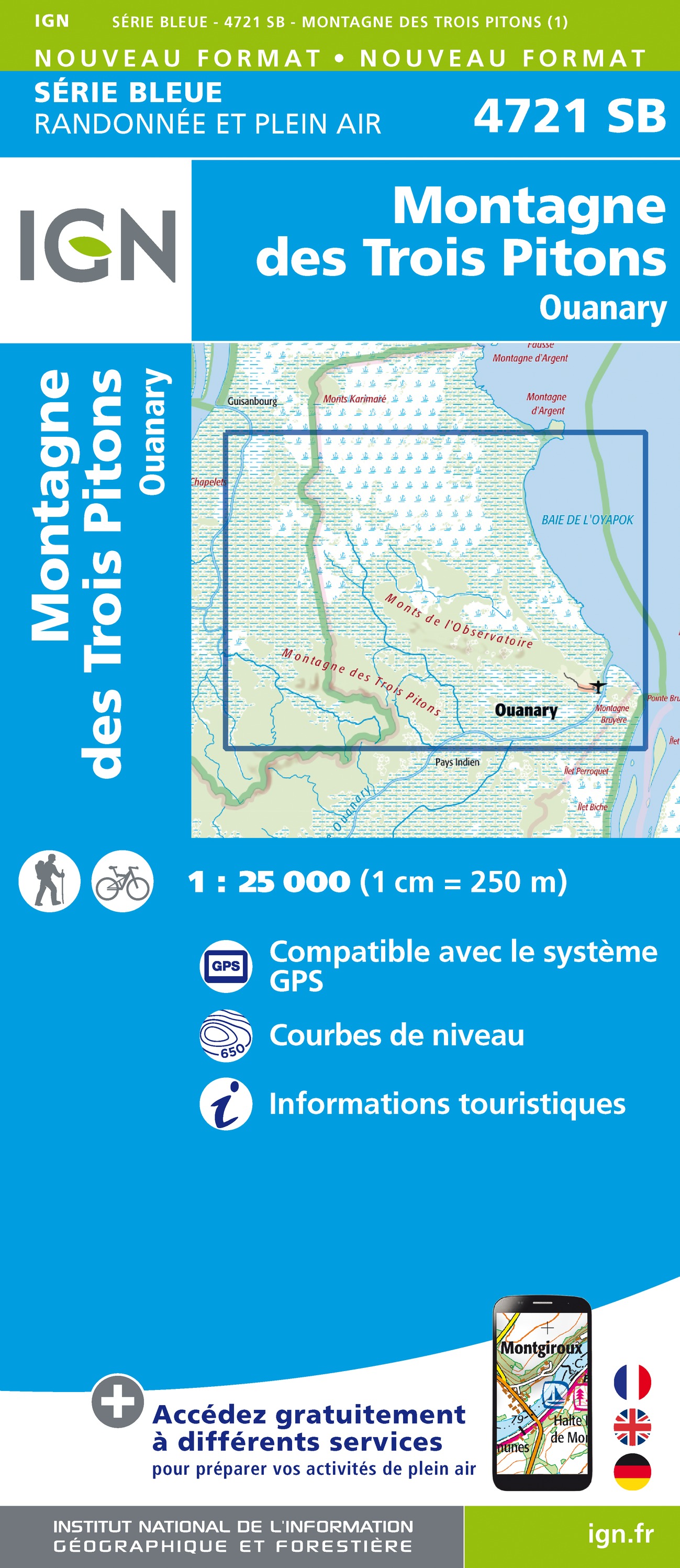 Online bestellen: Wandelkaart 4721 SB - Serie Bleue Montagne des Trois Pitons (Guyana) | IGN - Institut Géographique National