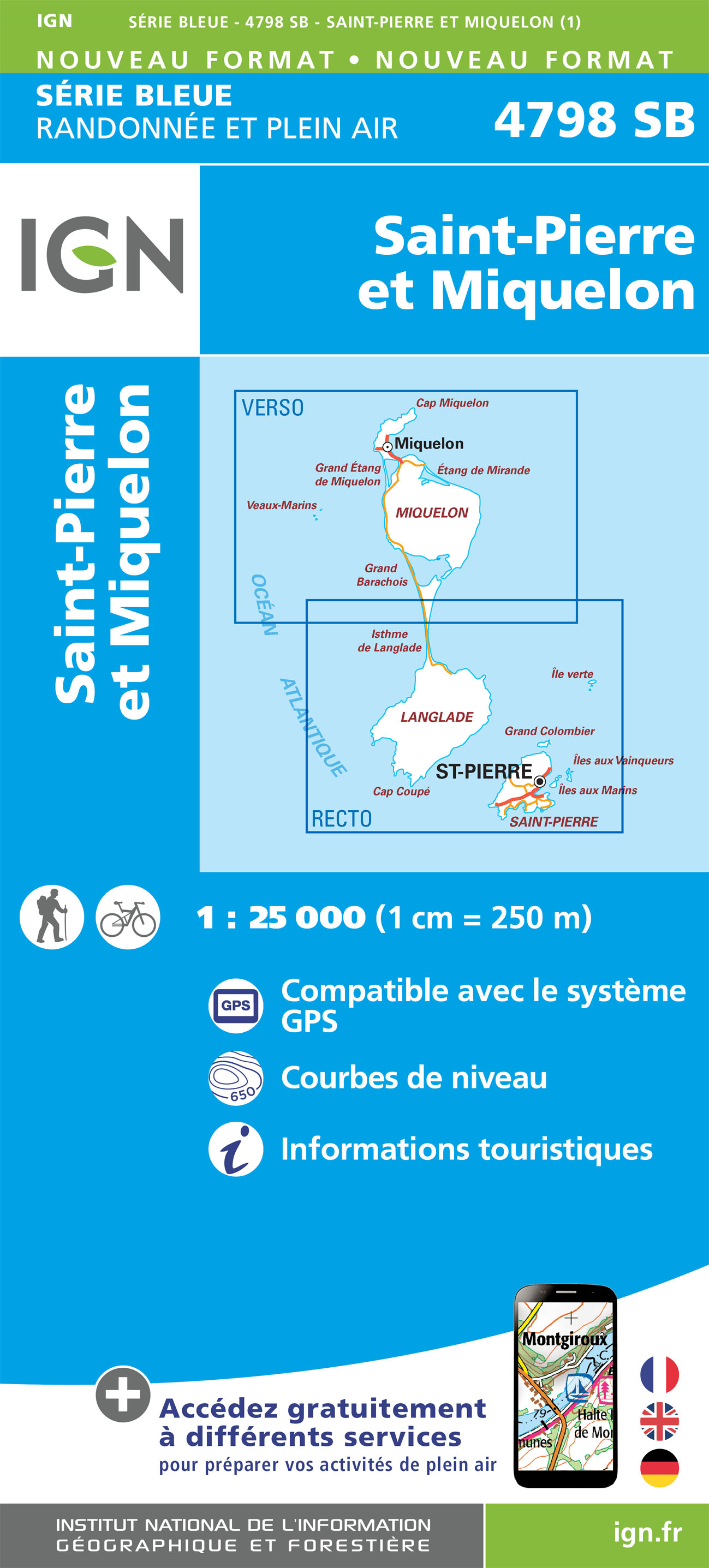 Online bestellen: Wandelkaart 4798 Saint-Pierre et Miquelon | IGN - Institut Géographique National