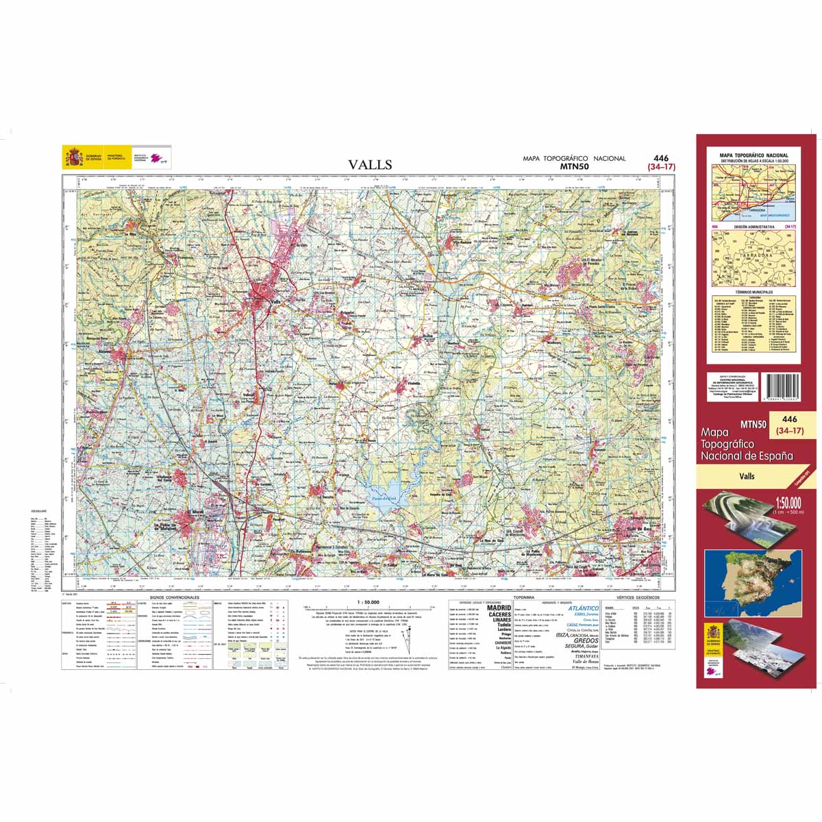 Online bestellen: Topografische kaart 446 MT50 Valls | CNIG - Instituto Geográfico Nacional1