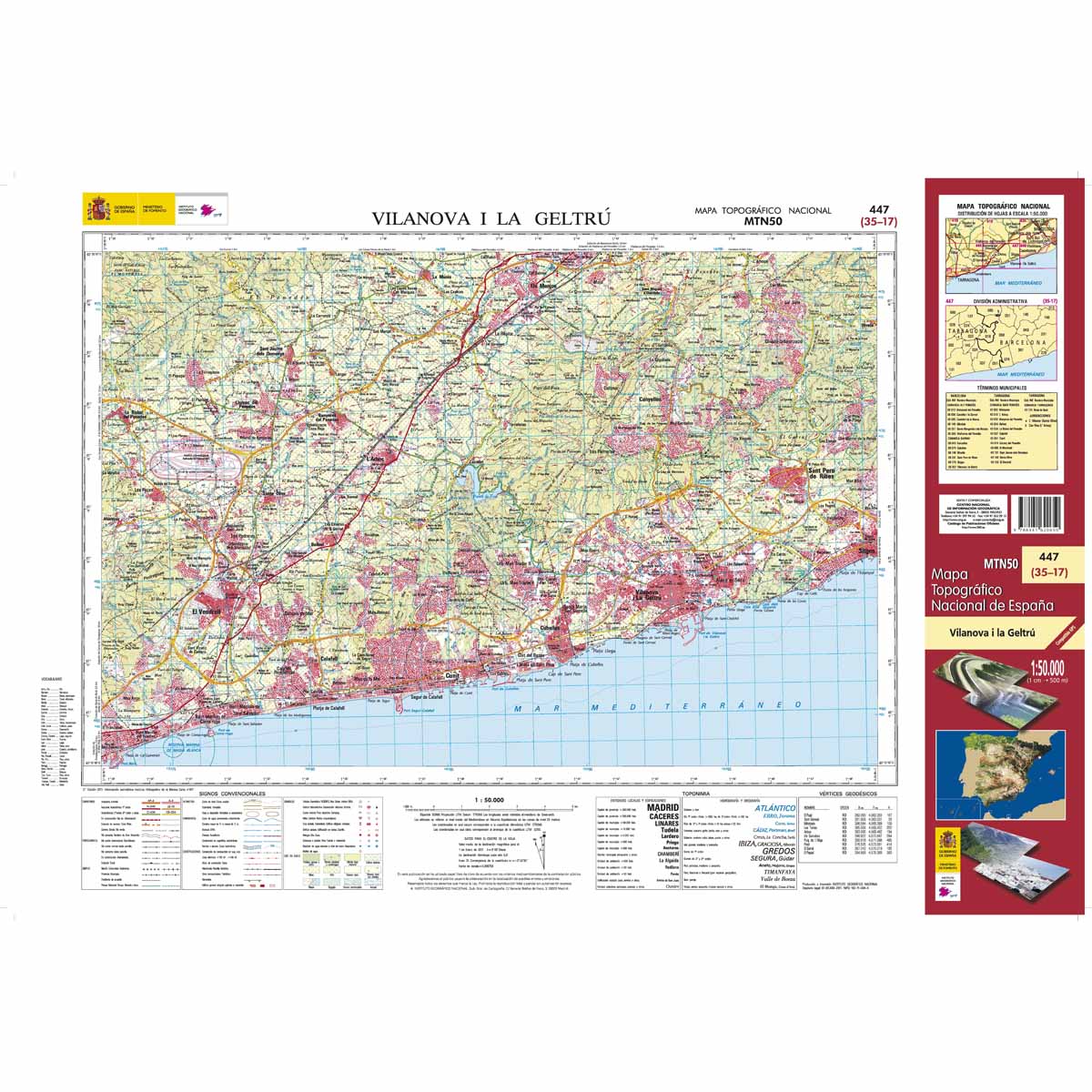 Online bestellen: Topografische kaart 447 MT50 Vilanova I La Geltrú | CNIG - Instituto Geográfico Nacional1