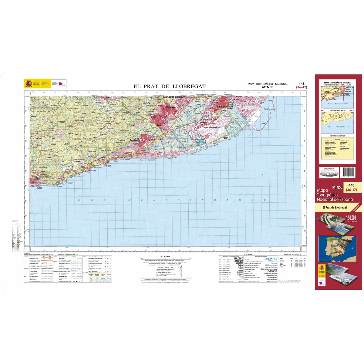 Online bestellen: Topografische kaart 448 MT50 El Prat de Llobregat | CNIG - Instituto Geográfico Nacional1