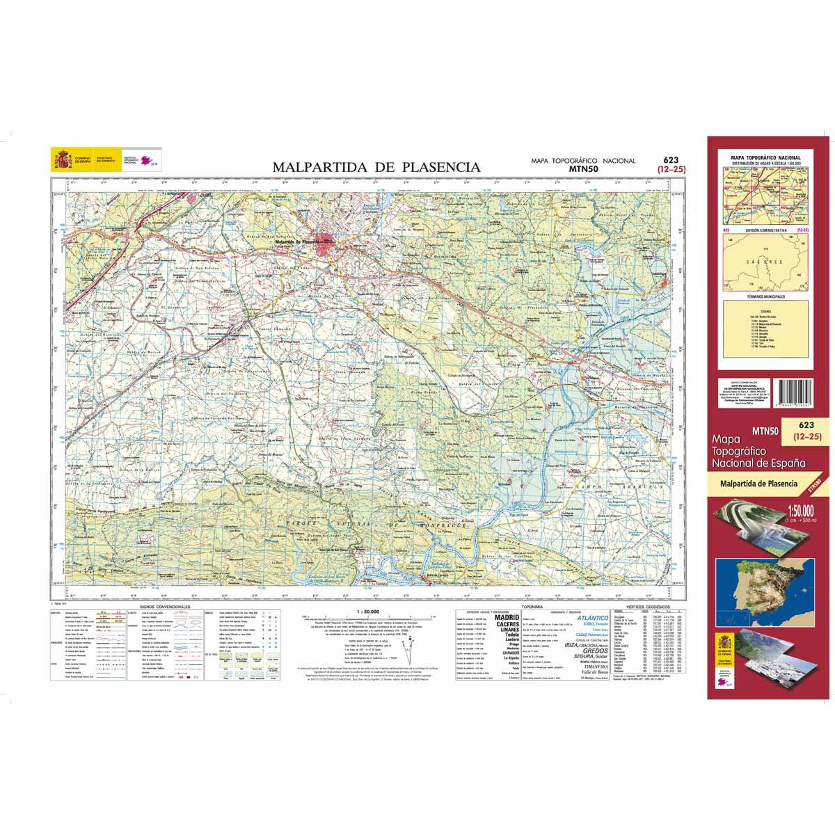 Online bestellen: Topografische kaart 623 MT50 Malpartica de Plasencia | CNIG - Instituto Geográfico Nacional1