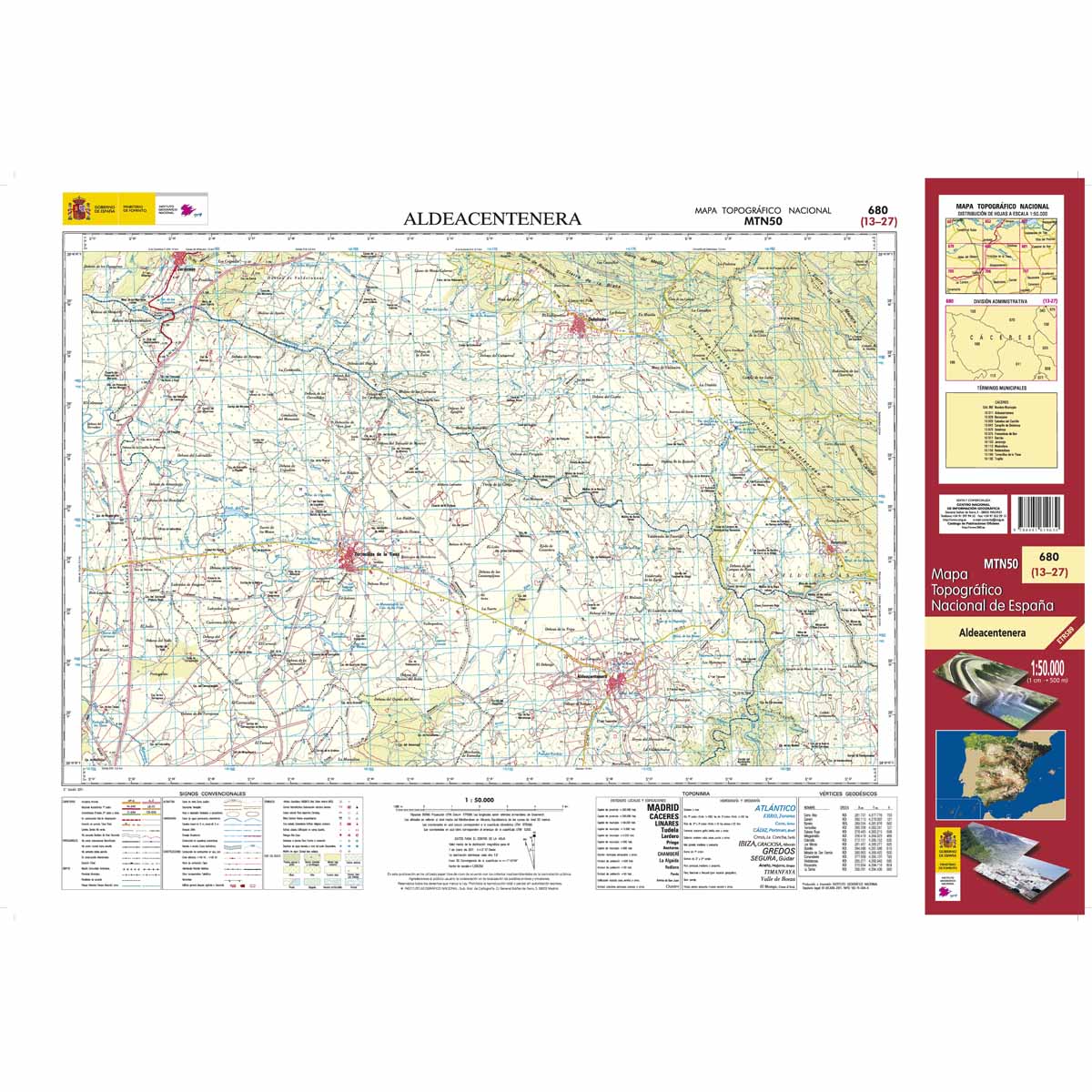 Online bestellen: Topografische kaart 680 MT50 Aldeacentenera | CNIG - Instituto Geográfico Nacional1