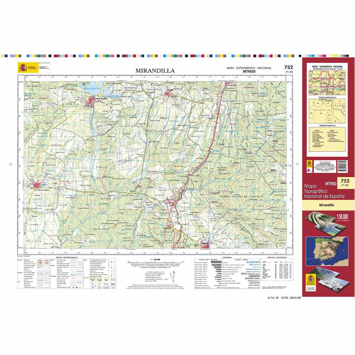 Online bestellen: Topografische kaart 752 MT50 Mirandilla | CNIG - Instituto Geográfico Nacional1