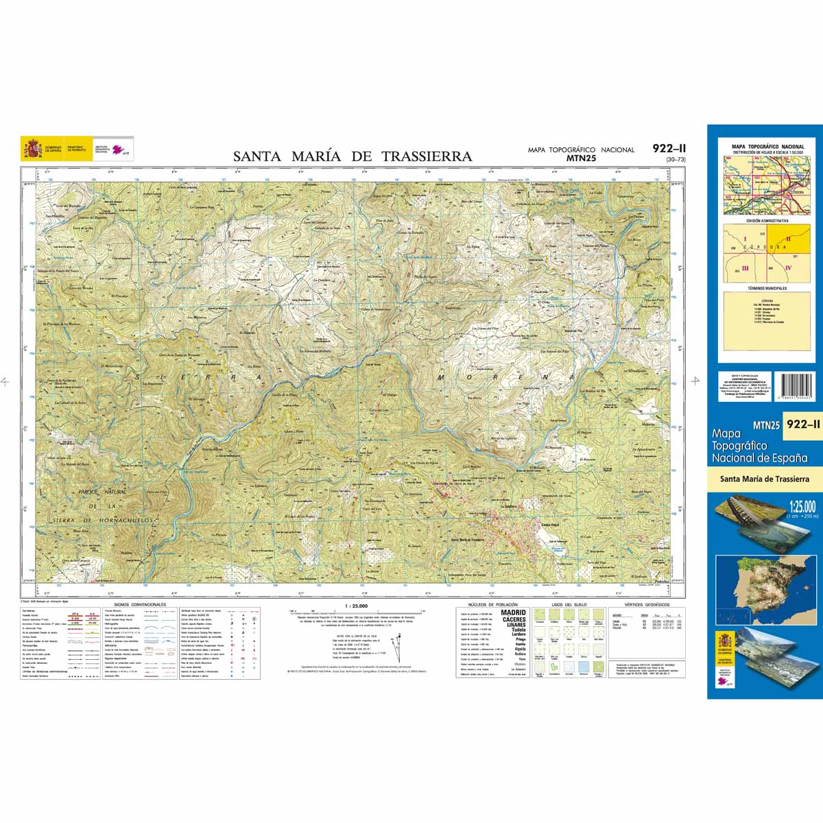 Online bestellen: Topografische kaart 922-II Santa María de Trassierra | CNIG - Instituto Geográfico Nacional1