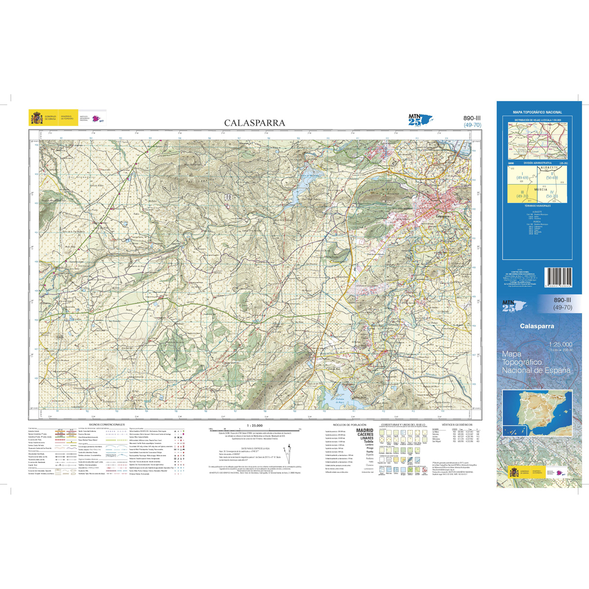 Online bestellen: Topografische kaart 890-III Calasparra | CNIG - Instituto Geográfico Nacional1