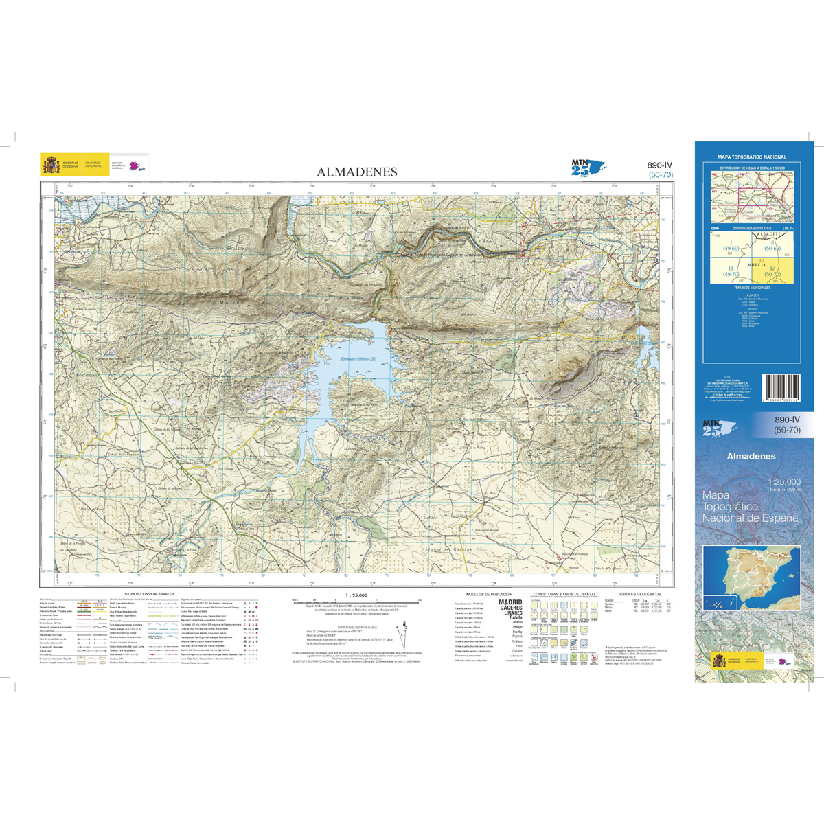 Online bestellen: Topografische kaart 890-IV Almadenes | CNIG - Instituto Geográfico Nacional1