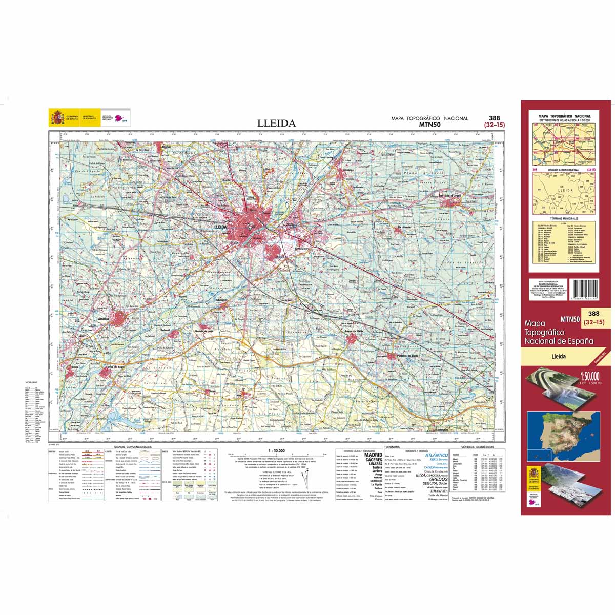 Online bestellen: Topografische kaart 388 MT50 Lleida | CNIG - Instituto Geográfico Nacional1