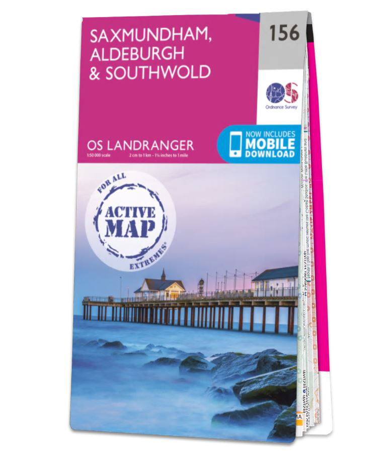 Online bestellen: Wandelkaart - Topografische kaart 156 Landranger Active Saxmundham / Aldeburgh / Southwold | Ordnance Survey