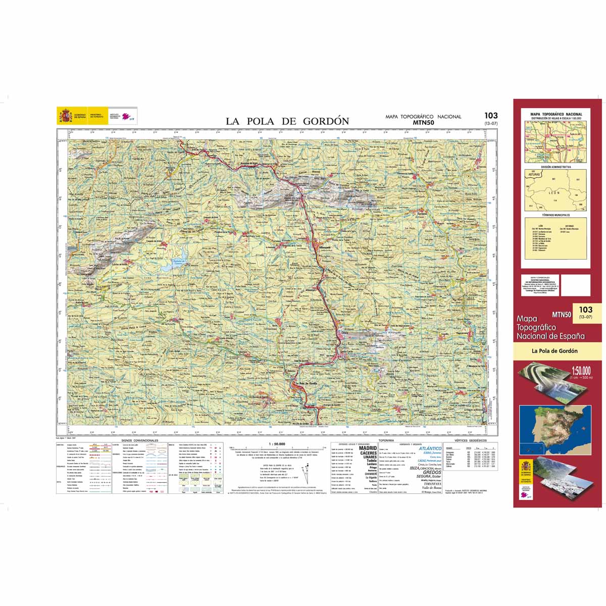 Online bestellen: Topografische kaart 103 MT50 La Pola de Gordón | CNIG - Instituto Geográfico Nacional1