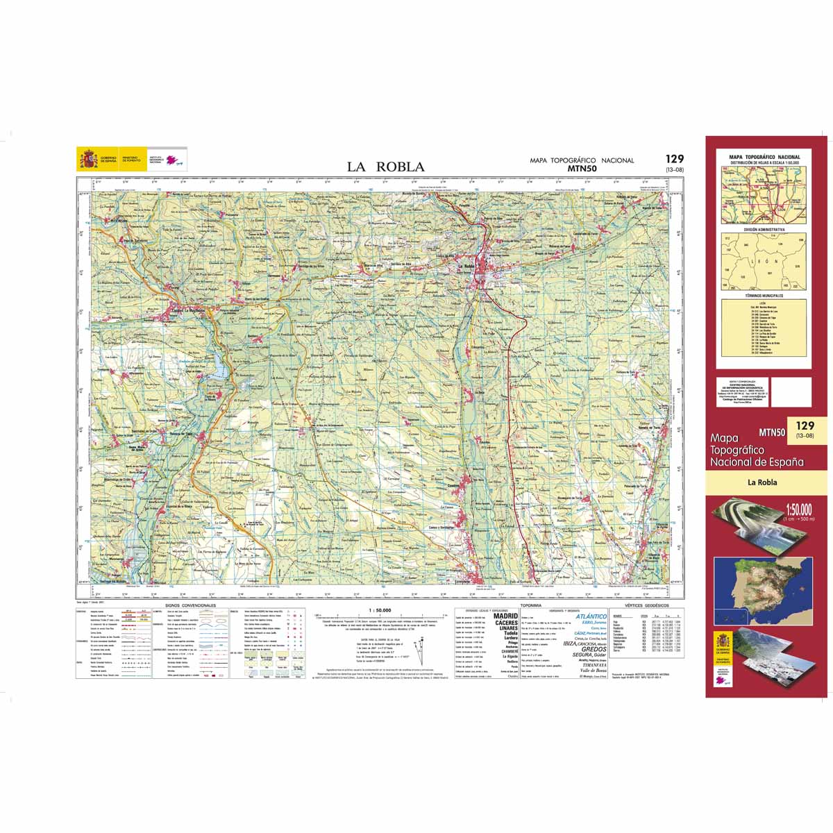 Online bestellen: Topografische kaart 129 MT50 La Robla | CNIG - Instituto Geográfico Nacional1