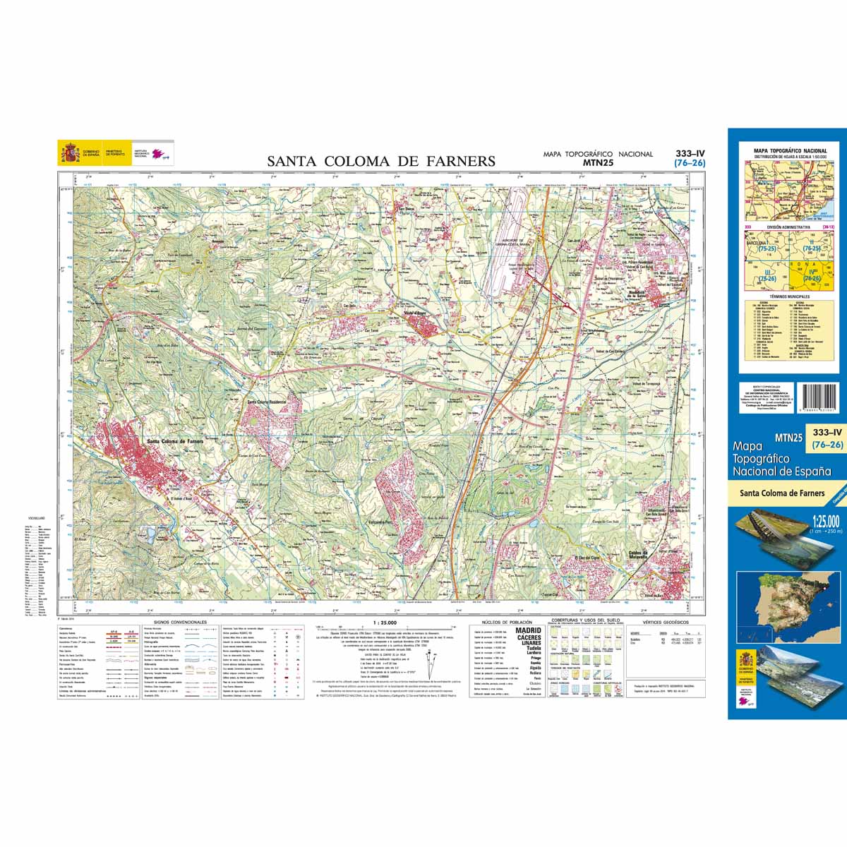 Online bestellen: Topografische kaart 333-IV Santa Coloma de Farners | CNIG - Instituto Geográfico Nacional1