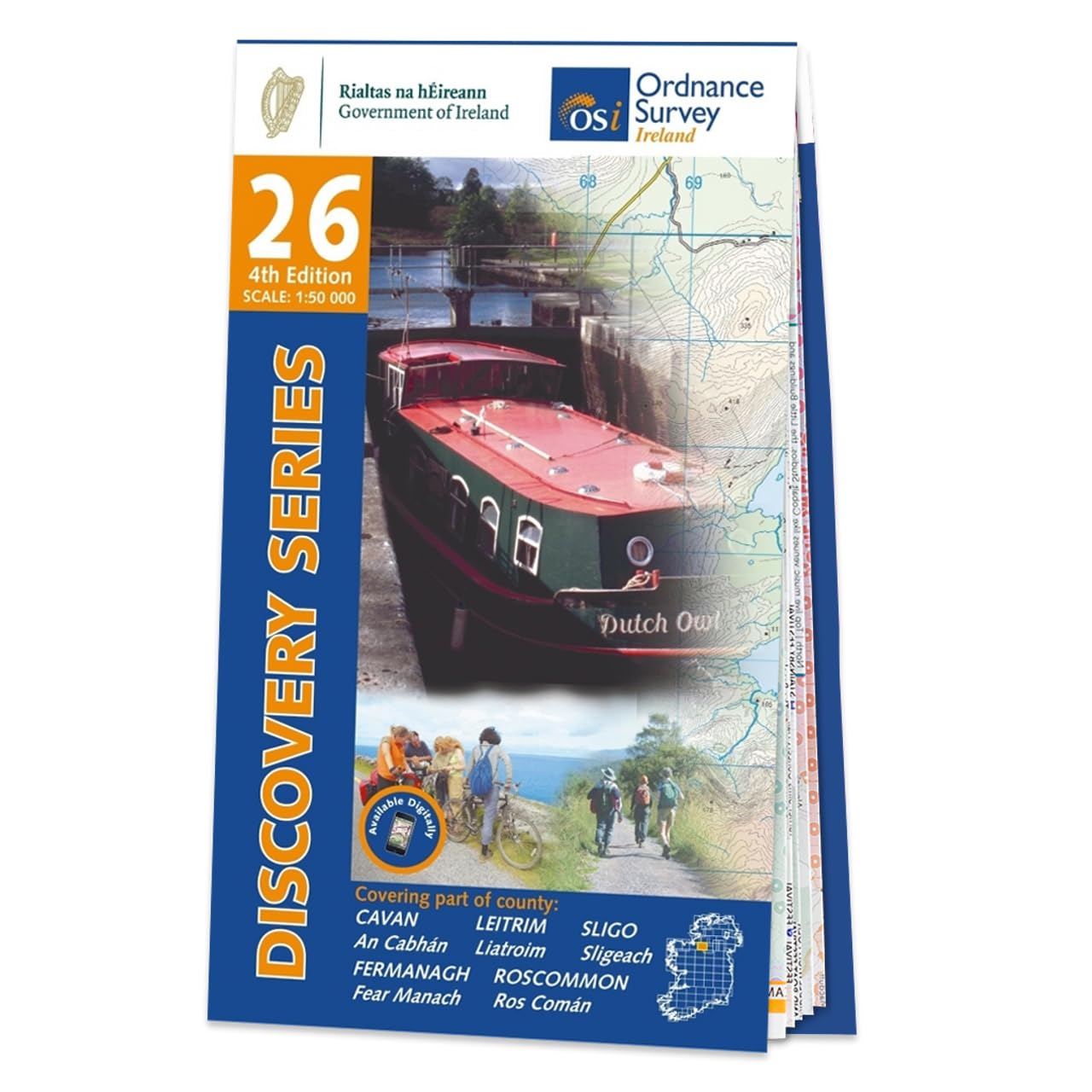 Online bestellen: Topografische kaart - Wandelkaart 26 Discovery Cavan, Fermanagh, Leitrim, Roscommon & Sligo Map | Ordnance Survey Ireland