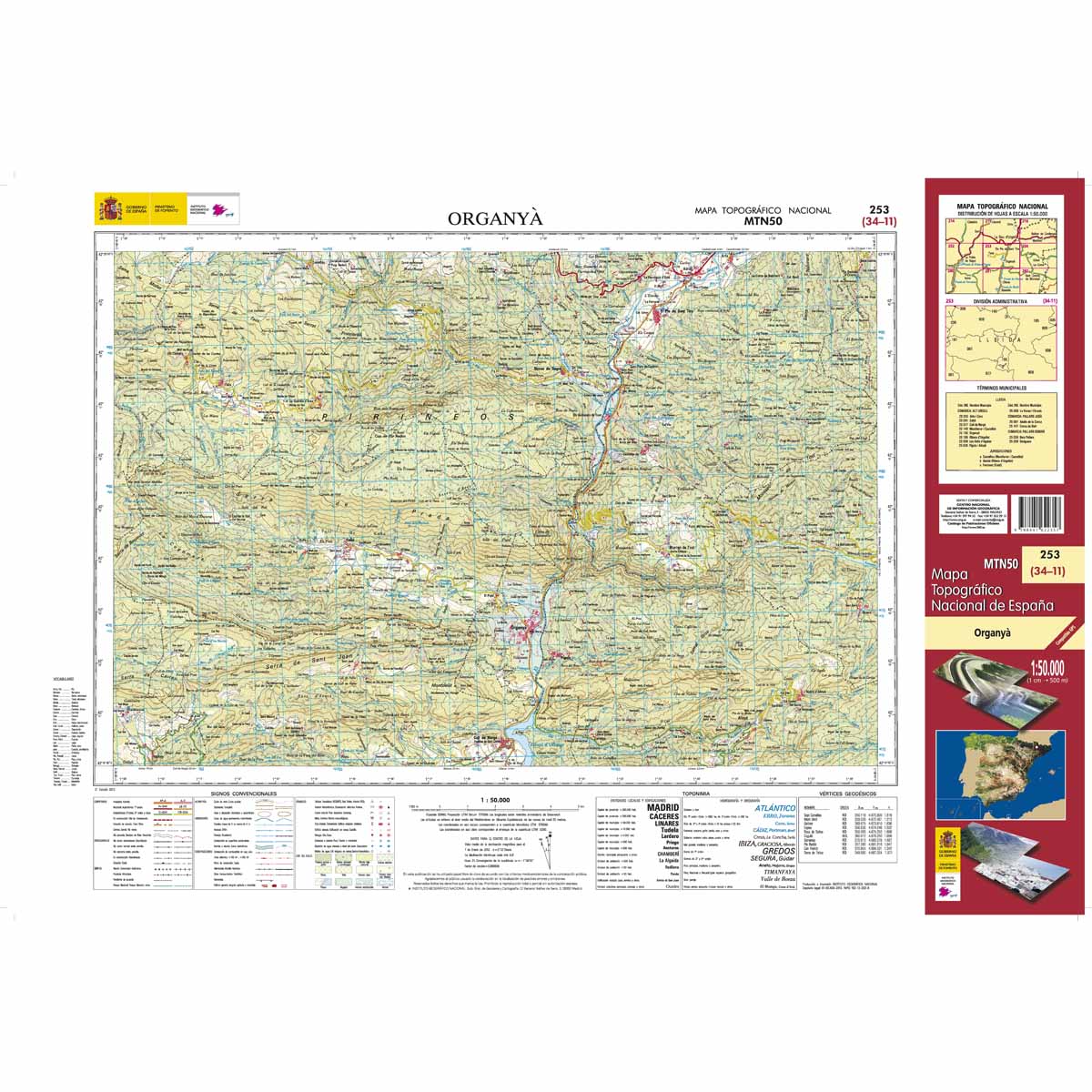 Online bestellen: Topografische kaart 253 MT50 Organyà | CNIG - Instituto Geográfico Nacional1