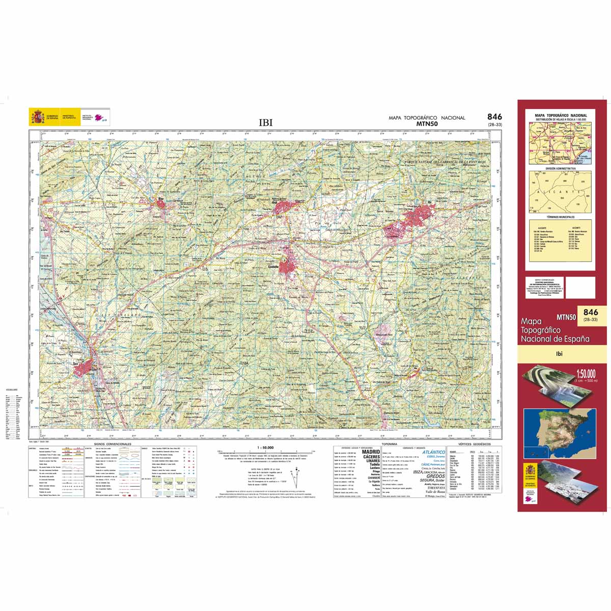 Online bestellen: Topografische kaart 846 MT50 Ibi | CNIG - Instituto Geográfico Nacional1