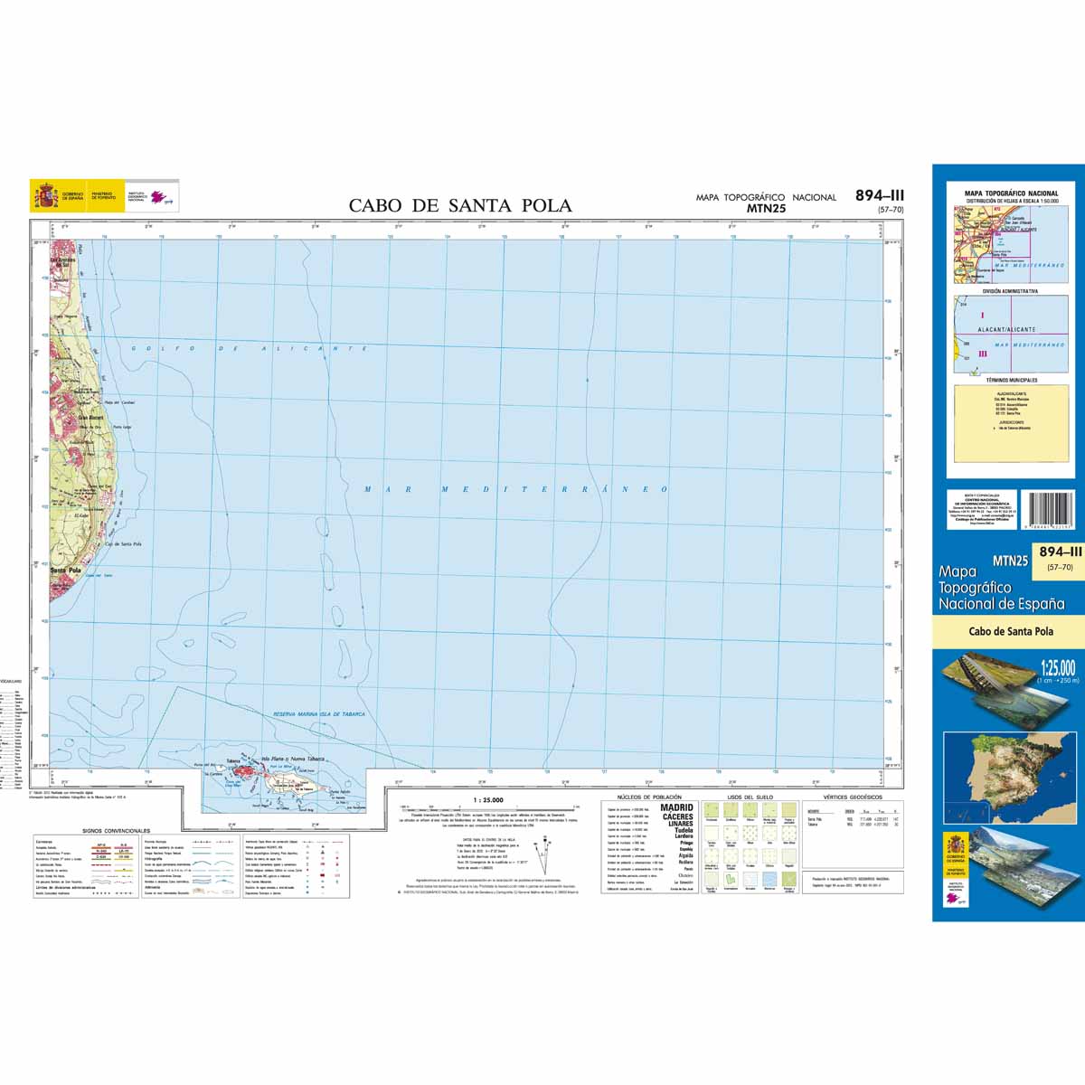 Online bestellen: Topografische kaart 894-III Cabo de Santa Pola | CNIG - Instituto Geográfico Nacional1